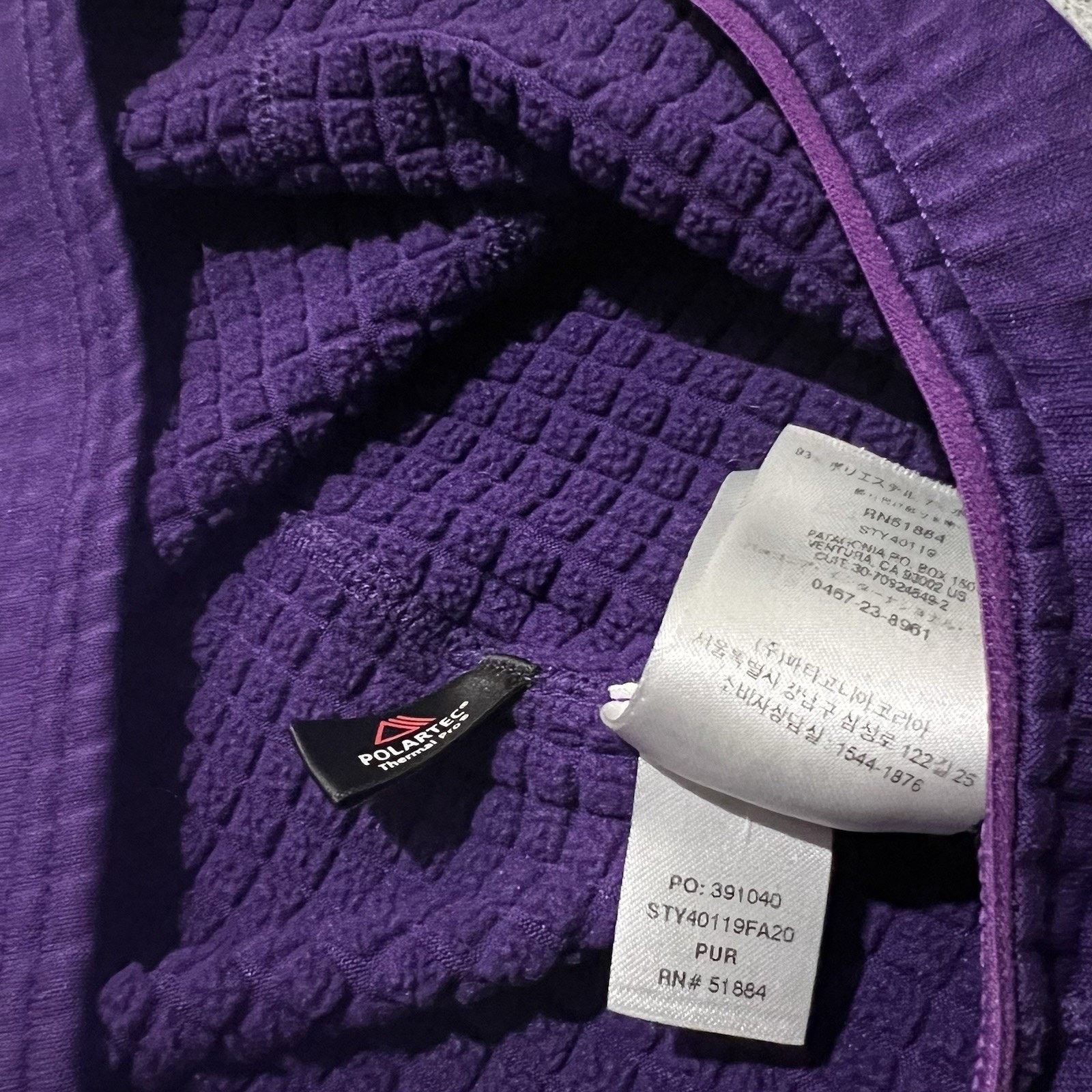 Patagonia Patagonia L Purple Waffle Grid Fleece 1/4 Zip Polartec Hike Size L / US 10 / IT 46 - 5 Thumbnail