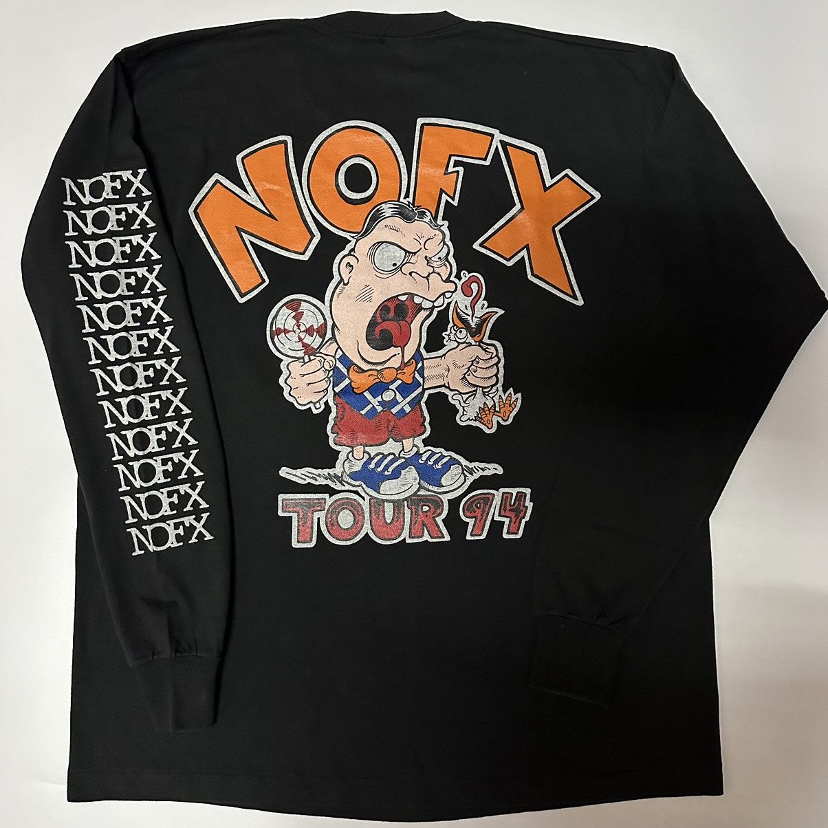 Image of Band Tees x Good Music Merchandise Nofx Tour Vintage 90’S Long-Sleeve in Black, Men's (Size XL)