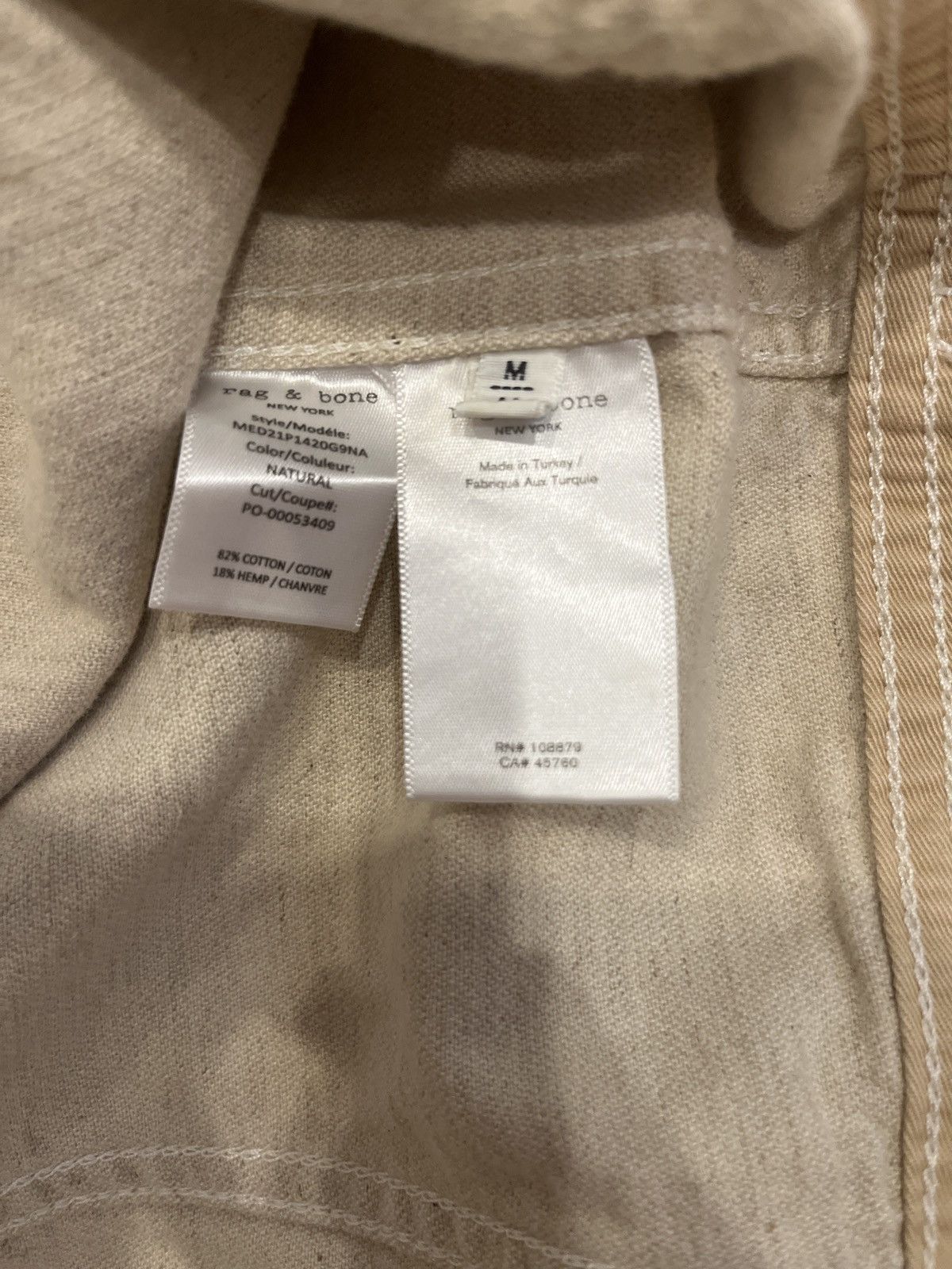 Rag & Bone Hemp Blend Broken Twill Shop Jacket (Medium) Size US M / EU 48-50 / 2 - 4 Thumbnail