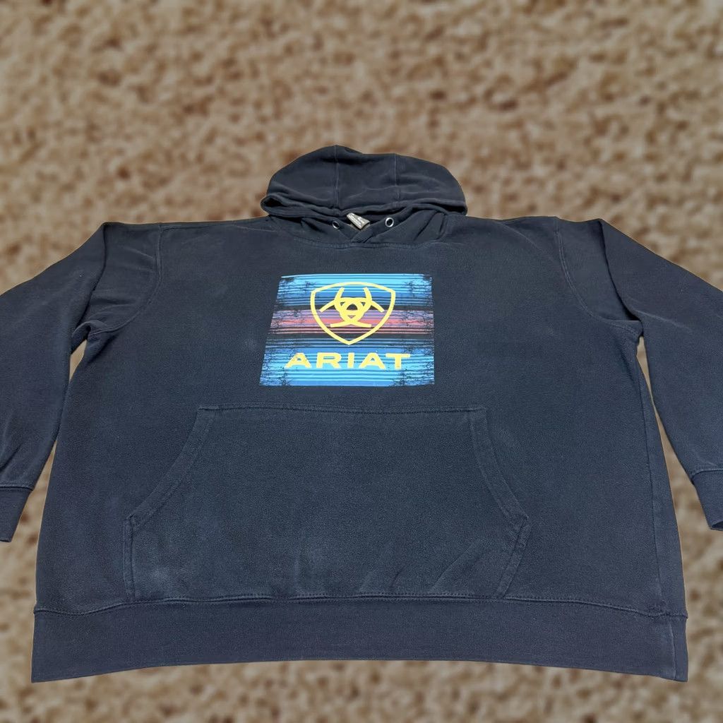 Ariat Ariat Hoodie Mens XL Navy Blue Western Graphic Pullover Fleece Shield Logo Size US XL / EU 56 / 4 - 1 Thumbnail