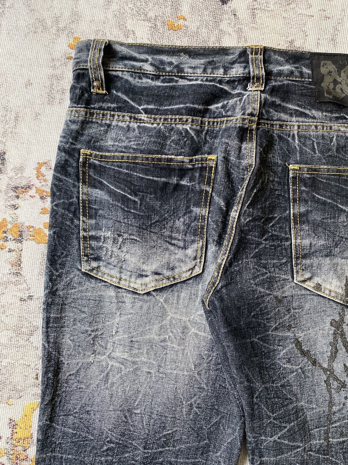 Japanese Brand Lowbox Premium Claws Mark Honey Comb Distressed Flare Denim Size US 32 / EU 48 - 18 Thumbnail