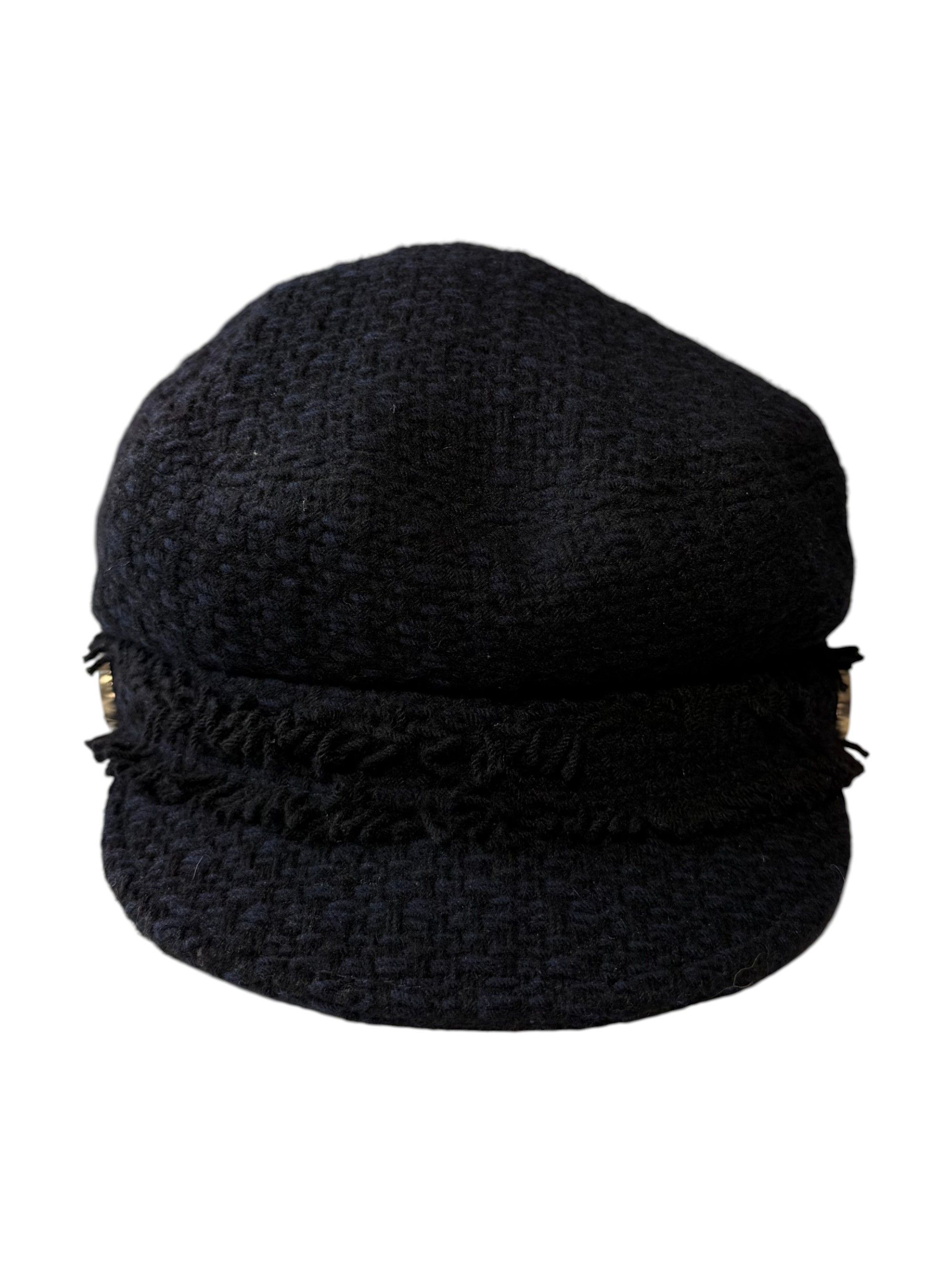 Chanel Chanel Navy Cashmere Wool Tweed Newsboy Cap Size Medium Size ONE SIZE - 2 Thumbnail
