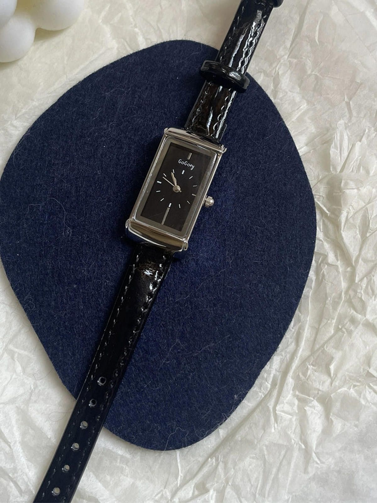 Jewelry Leather Strap Rectangular Gold Watch, Classic Wristwatch Size ONE SIZE - 9 Thumbnail