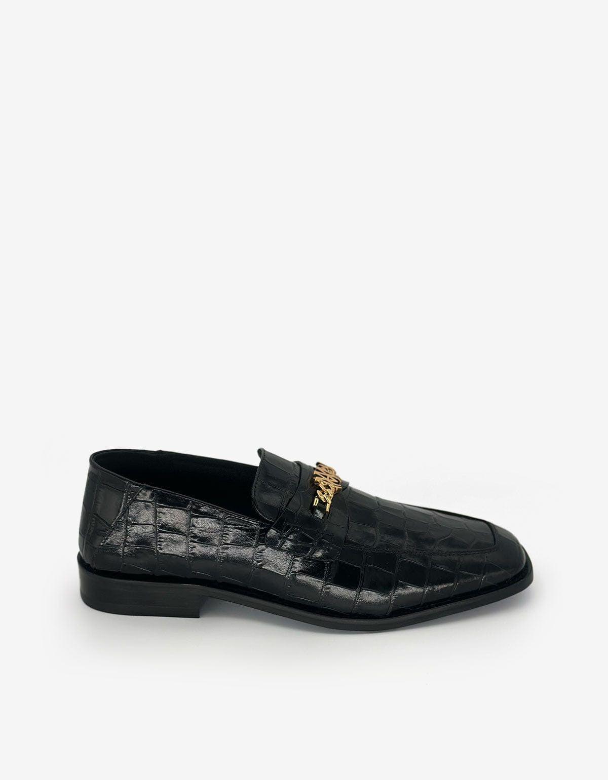 Amiri Amiri Black Croc-Embossed MA Slip-On Loafers Size US 12 / EU 45 - 2 Thumbnail