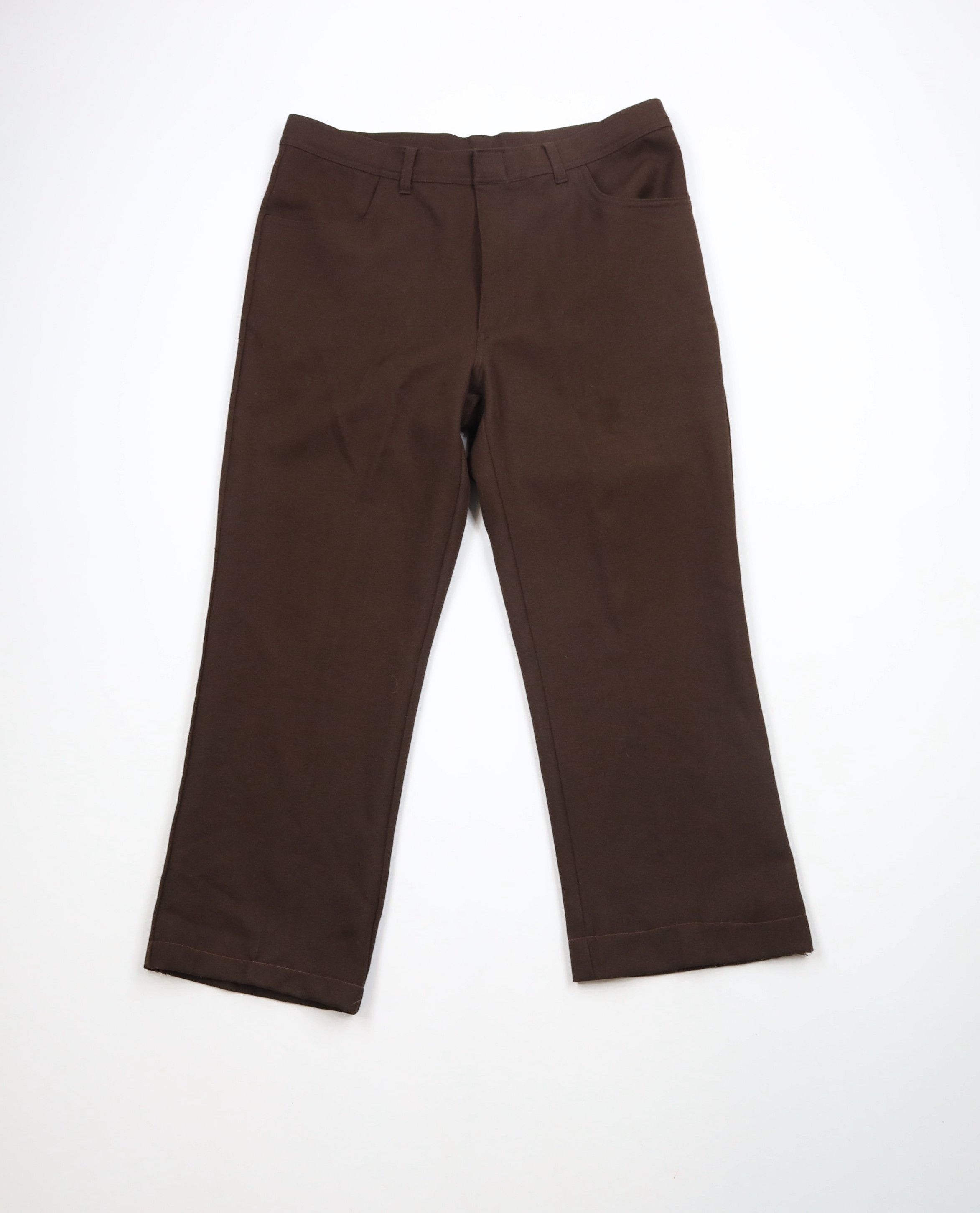 Vintage Vintage 90s Streetwear Wide Leg Chino Pants Brown Polyester Size US 36 / EU 52 - 1 Thumbnail