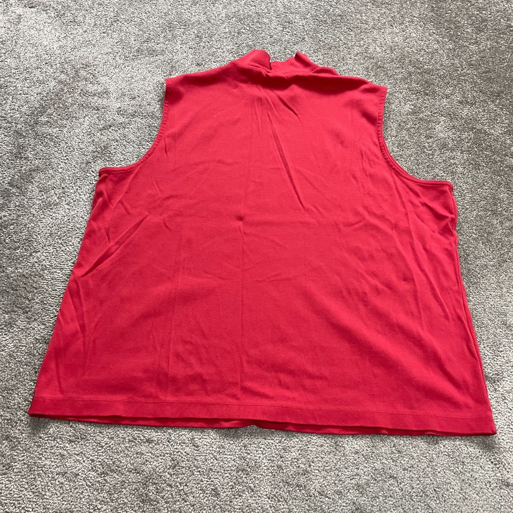 Lands' End Lands' End Women Basic Tank 24/26W Red Mock Neck Cotton Classic Casual Size 4XL / US 24-26 - 2 Thumbnail