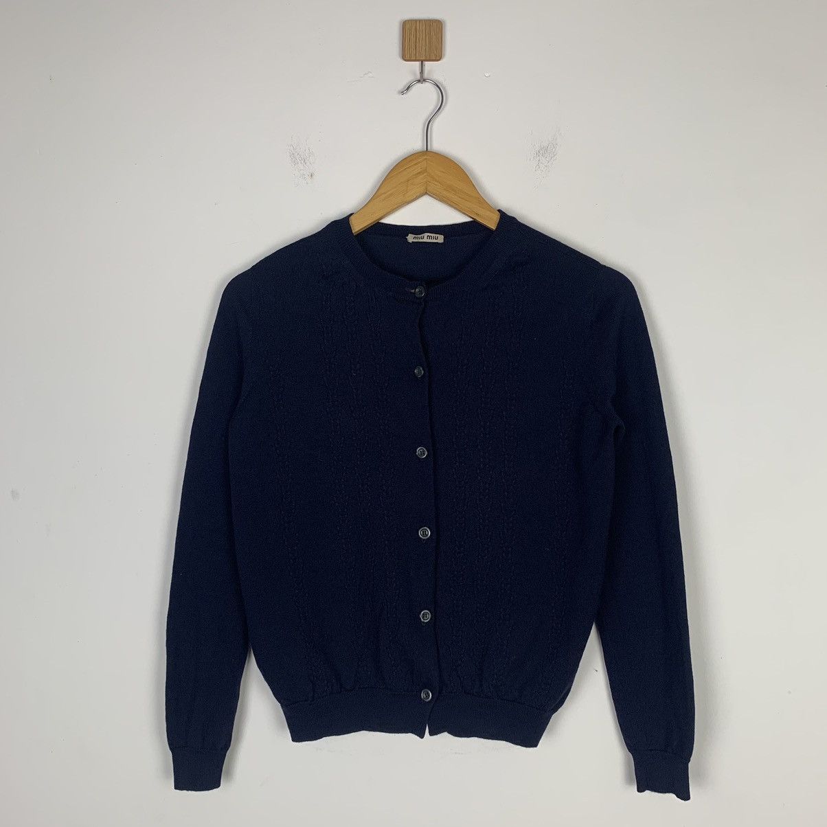 image of Miu Miu Cardigan in Navy, Women's (Size Small)