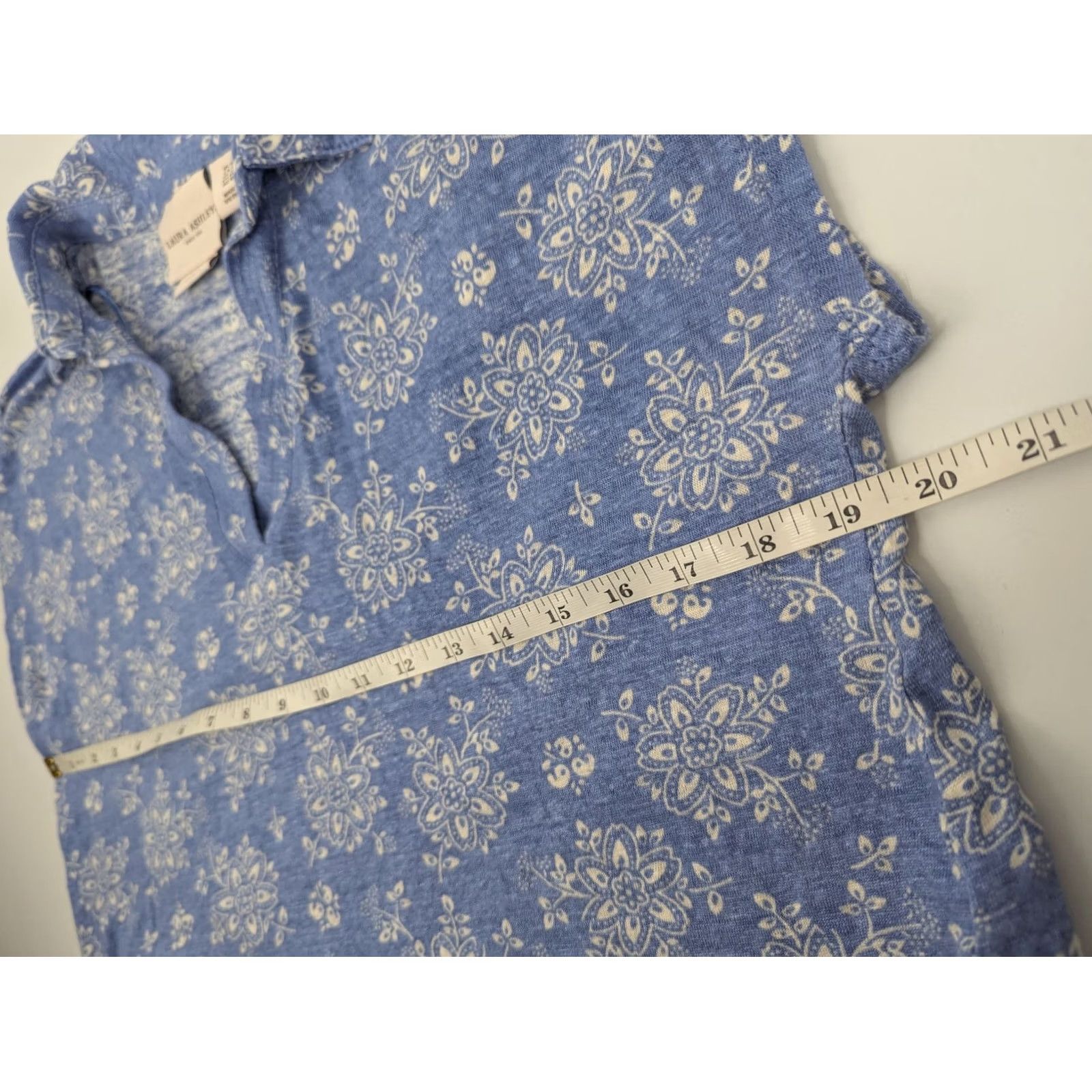 Laura Ashley Laura Ashley Womens Lightweight Linen Cap Sleeve Shirt XL Blue Beach Boho Shirt Blouse Linen Knit Size XL / US 12-14 / IT 48-50 - 5 Thumbnail