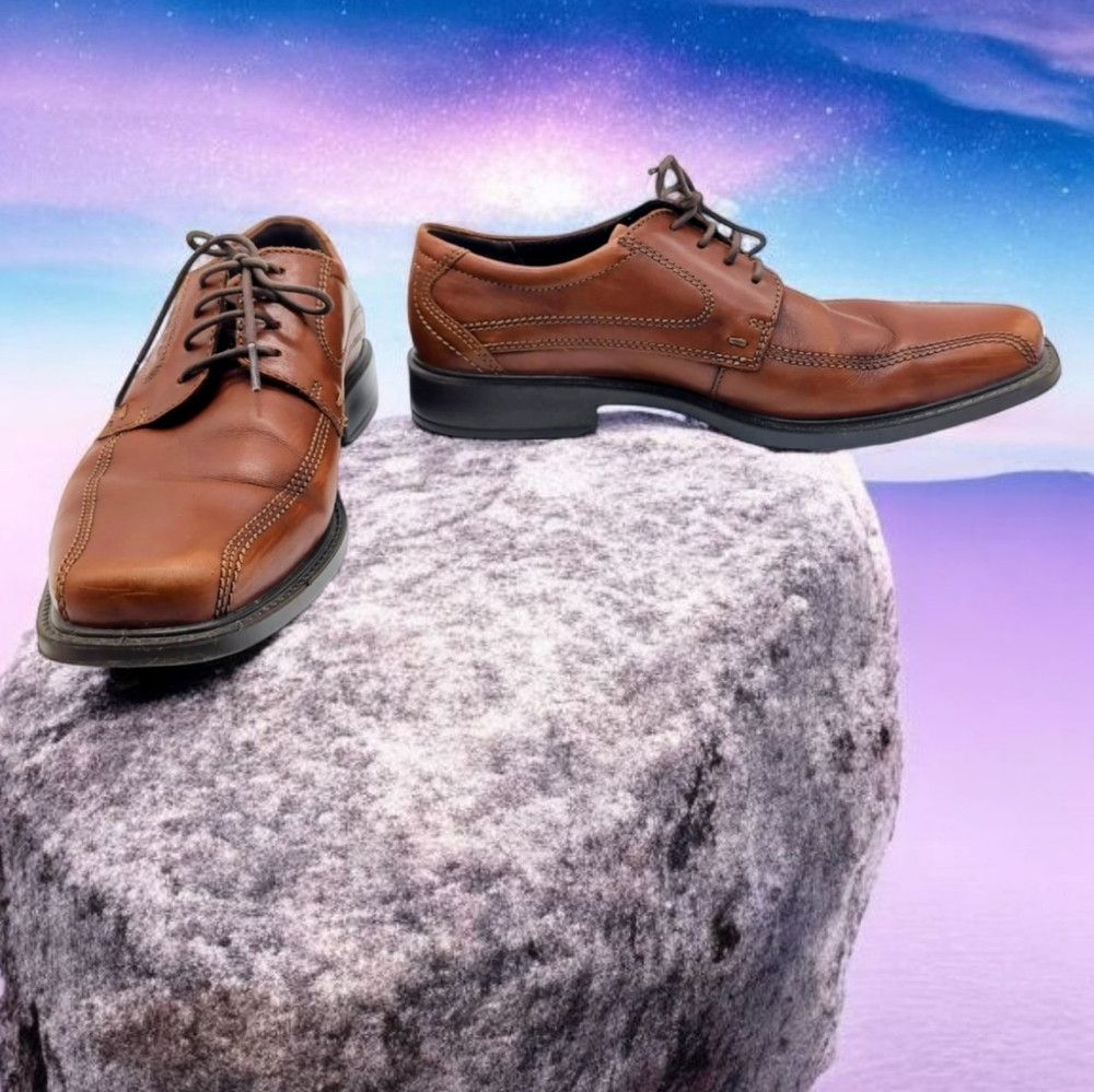 Ecco Ecco Sz 9 Classic Oxford Light Brown Leather Men's Shoes Mi Size US 9 / EU 42 - 1 Thumbnail