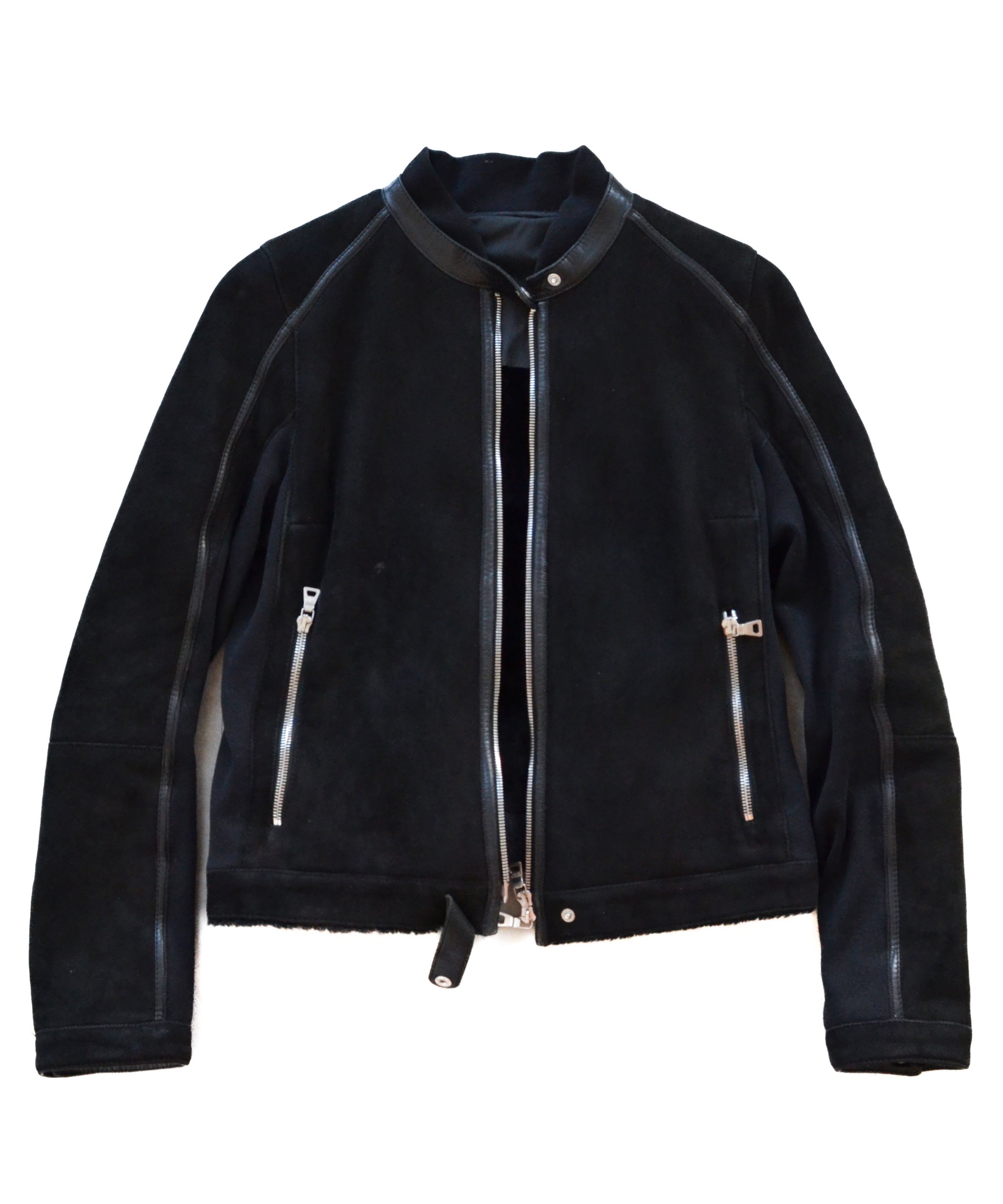 Prada PRADA Leather Jacket Black Zip Sheep Fur Shearling Bomber Size M / US 6-8 / IT 42-44 - 1 Thumbnail