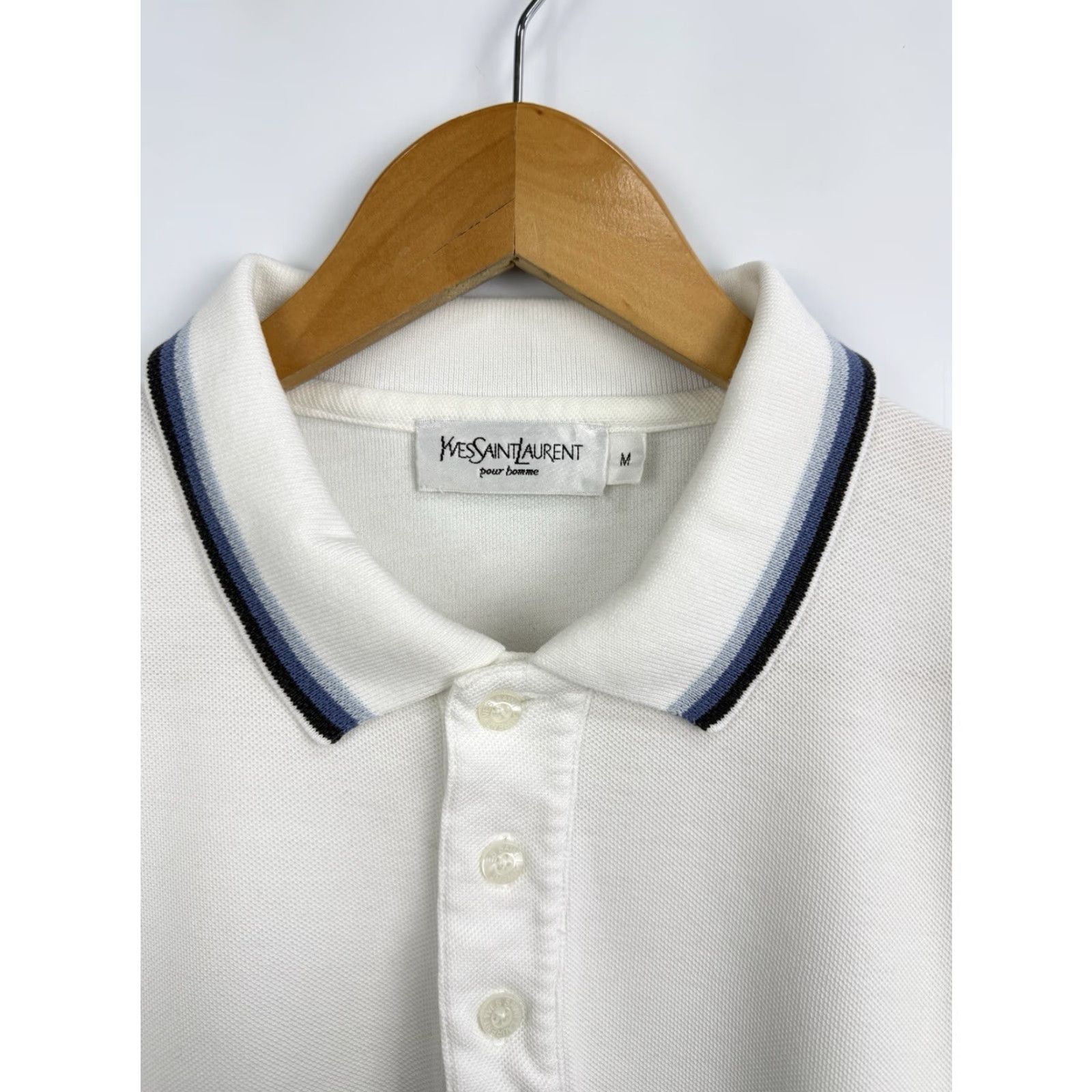 Yves Saint Laurent VINTAGE 90s YSL Yves Saint Laurent Pour Homme Polo T-Shirt M White Mens Polo Shirt Size US M / EU 48-50 / 2 - 5 Thumbnail