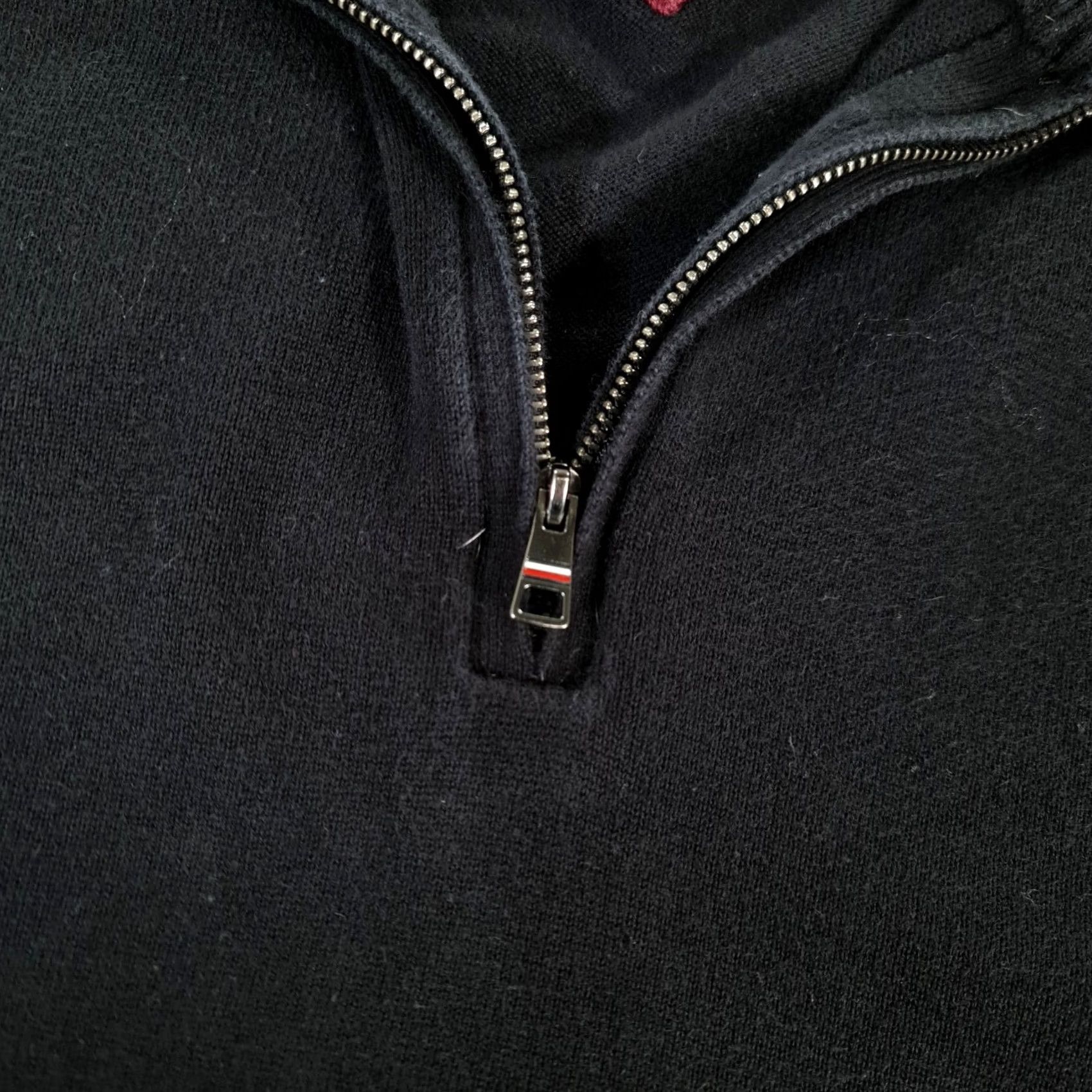 Tommy Hilfiger Tommy Hilfiger Mens Jumper Black L Zip Neck 1/4 Zip Knit Cotton Cashmere Henley Size US L / EU 52-54 / 3 - 4 Thumbnail