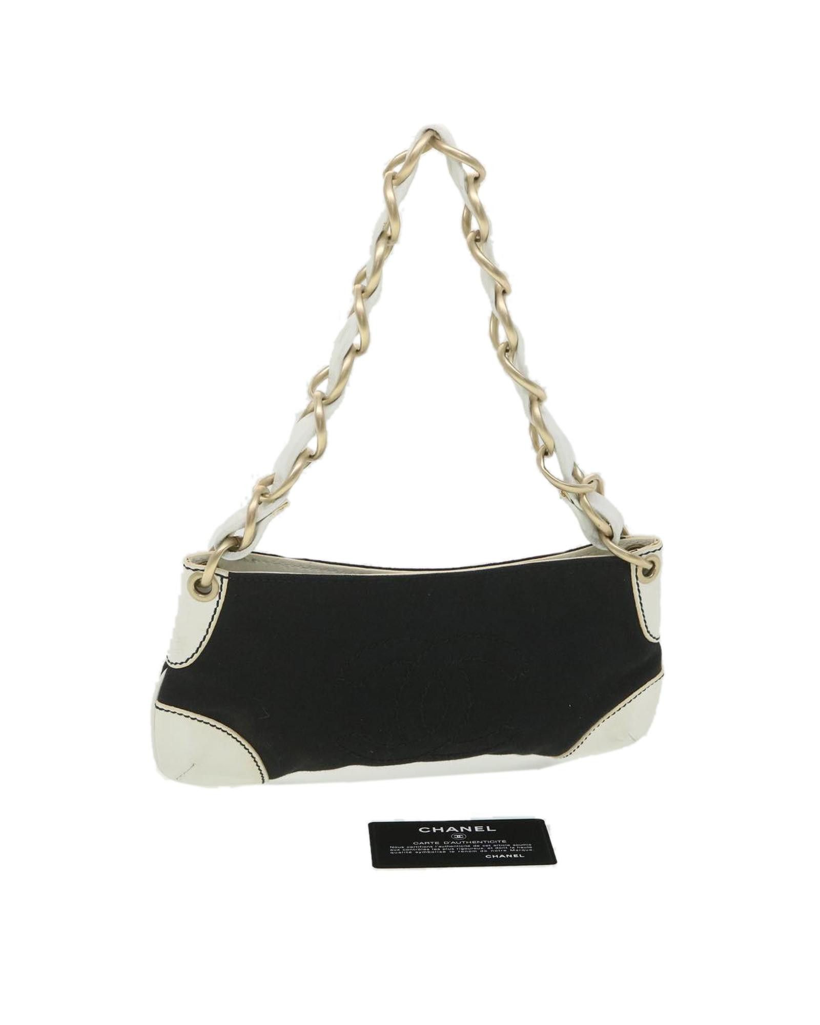 image of Canvas Black Shoulder Bag With Cc Logo By Chanel, Women's