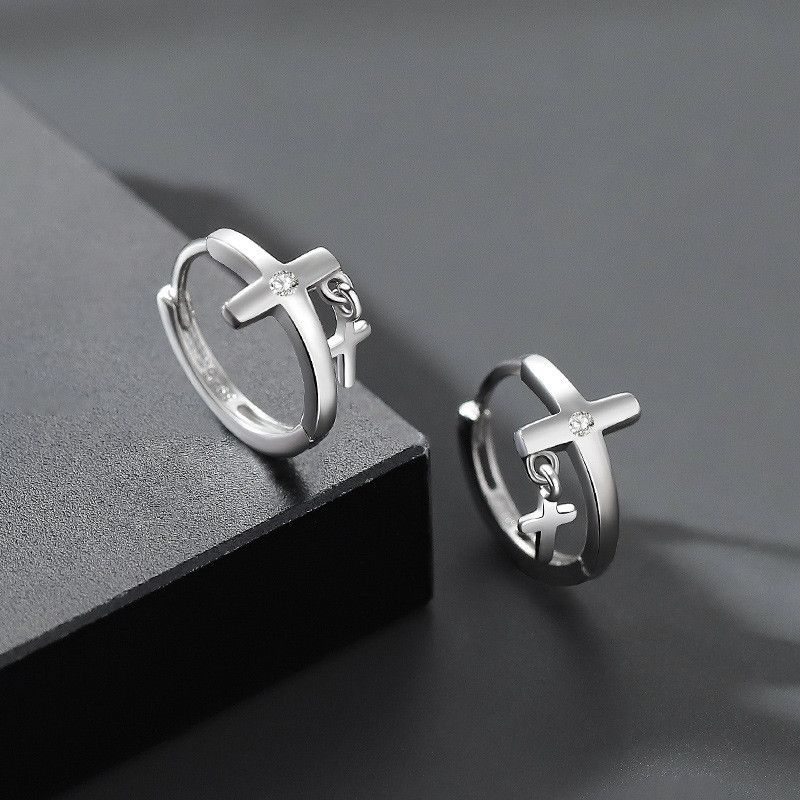 Jewelry Cross Modern Earrings One Pairs Chrome Jewelry Size ONE SIZE - 2 Thumbnail