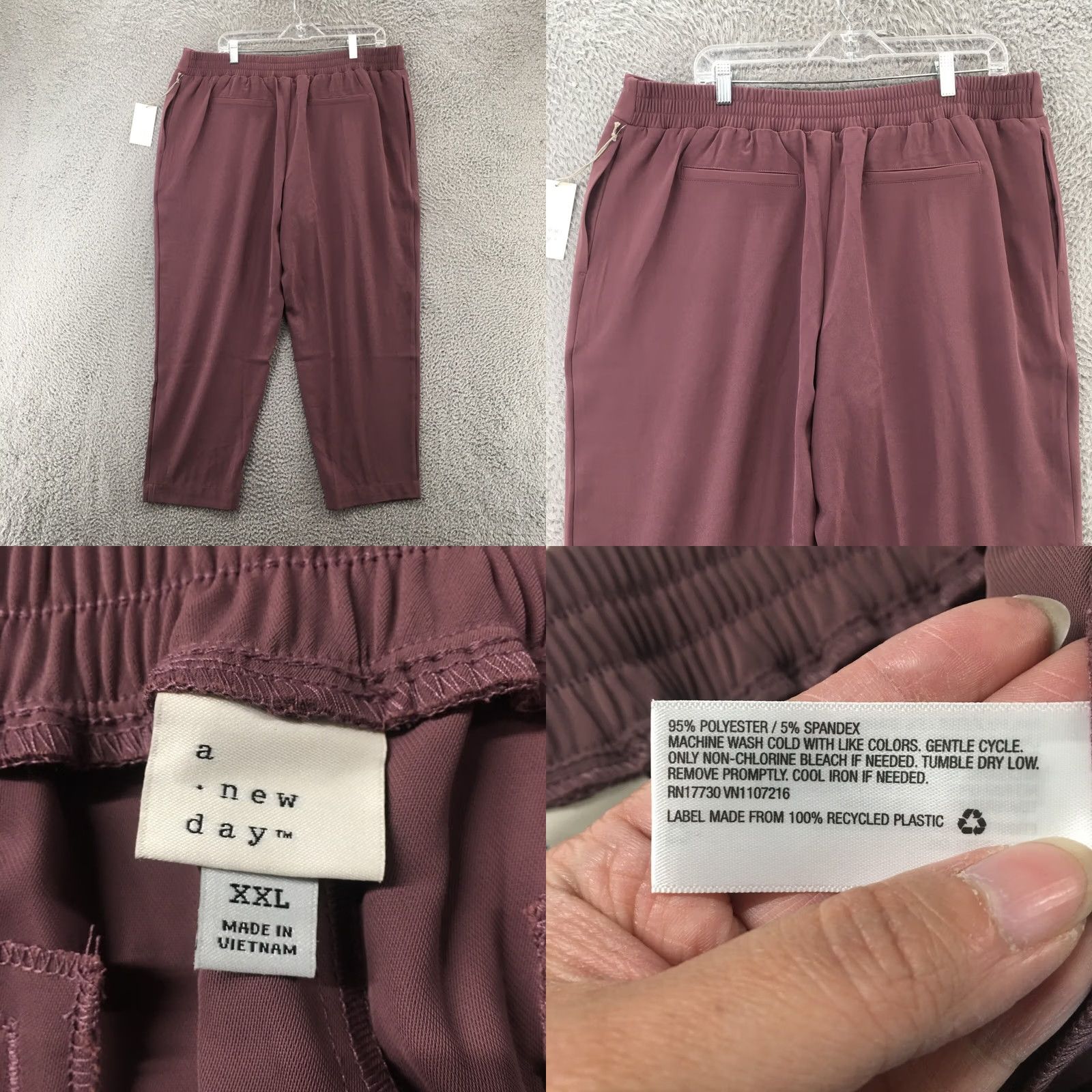 Vintage A New Day Pants Cropped Womens XXL Purple High Rise Pleated Front NEW Size 40" / US 18 - 8 Thumbnail