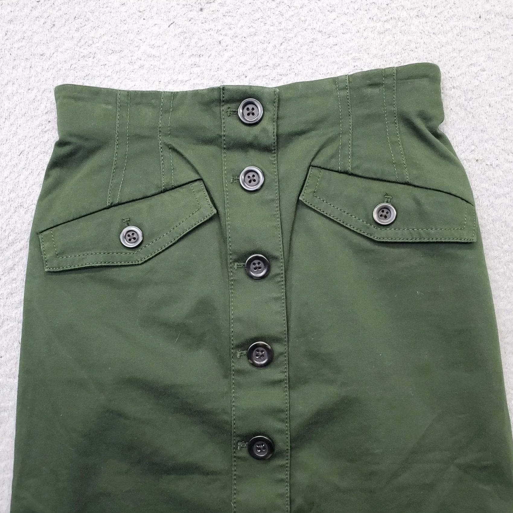 Ann Taylor Ann Taylor Weekend Skirt Womens Size 2 Green Button Front Pencil Straight & Utility Short Skirt Size 26" / US 2 / IT 38 - 8 Thumbnail