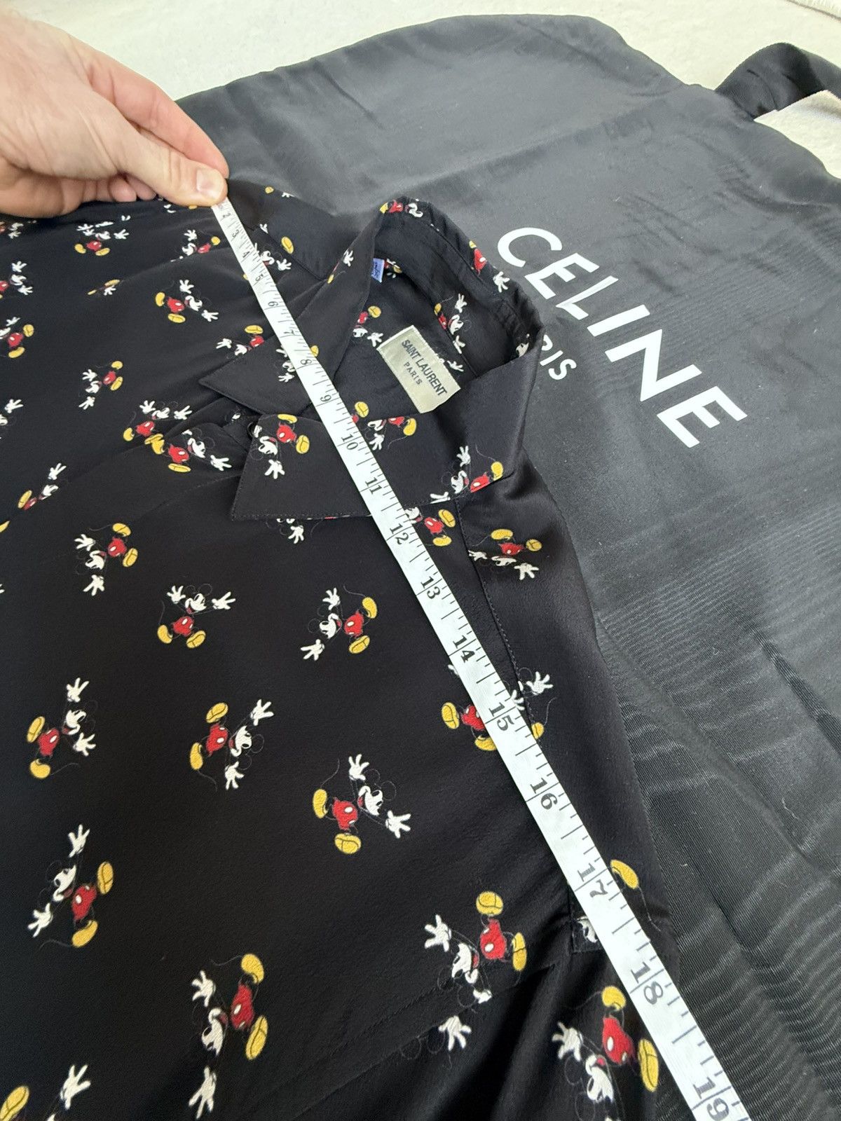 Saint Laurent Paris SS19 Saint Laurent Mickey Mouse silk black logo shirt 39 M Size US M / EU 48-50 / 2 - 6 Thumbnail