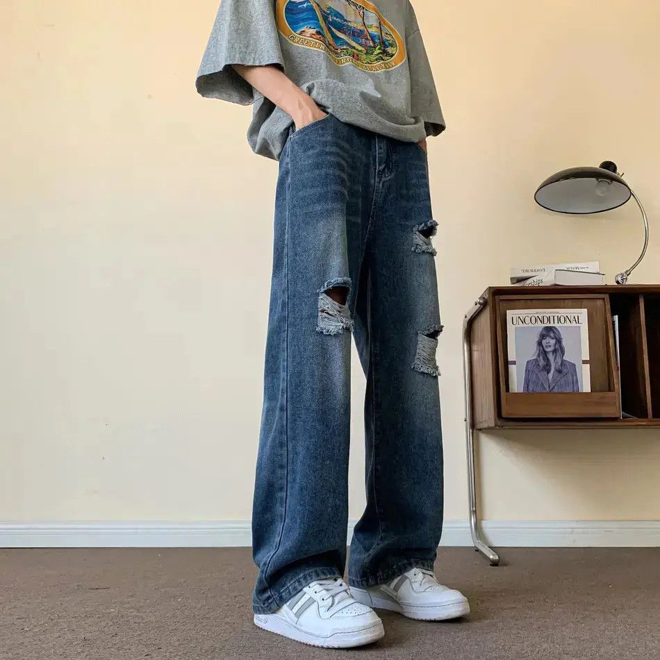 Japanese Brand Retro loose high street ripped jeans Size US 32 / EU 48 - 3 Thumbnail