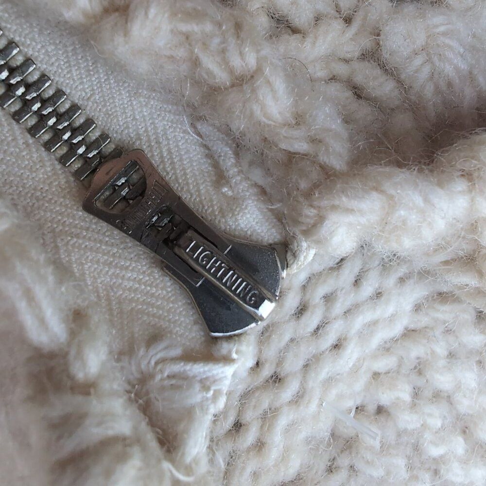 Other Vtg 70s Lightning Zip Cardigan Sweater Women's White Tight- Size S / US 4 / IT 40 - 3 Thumbnail