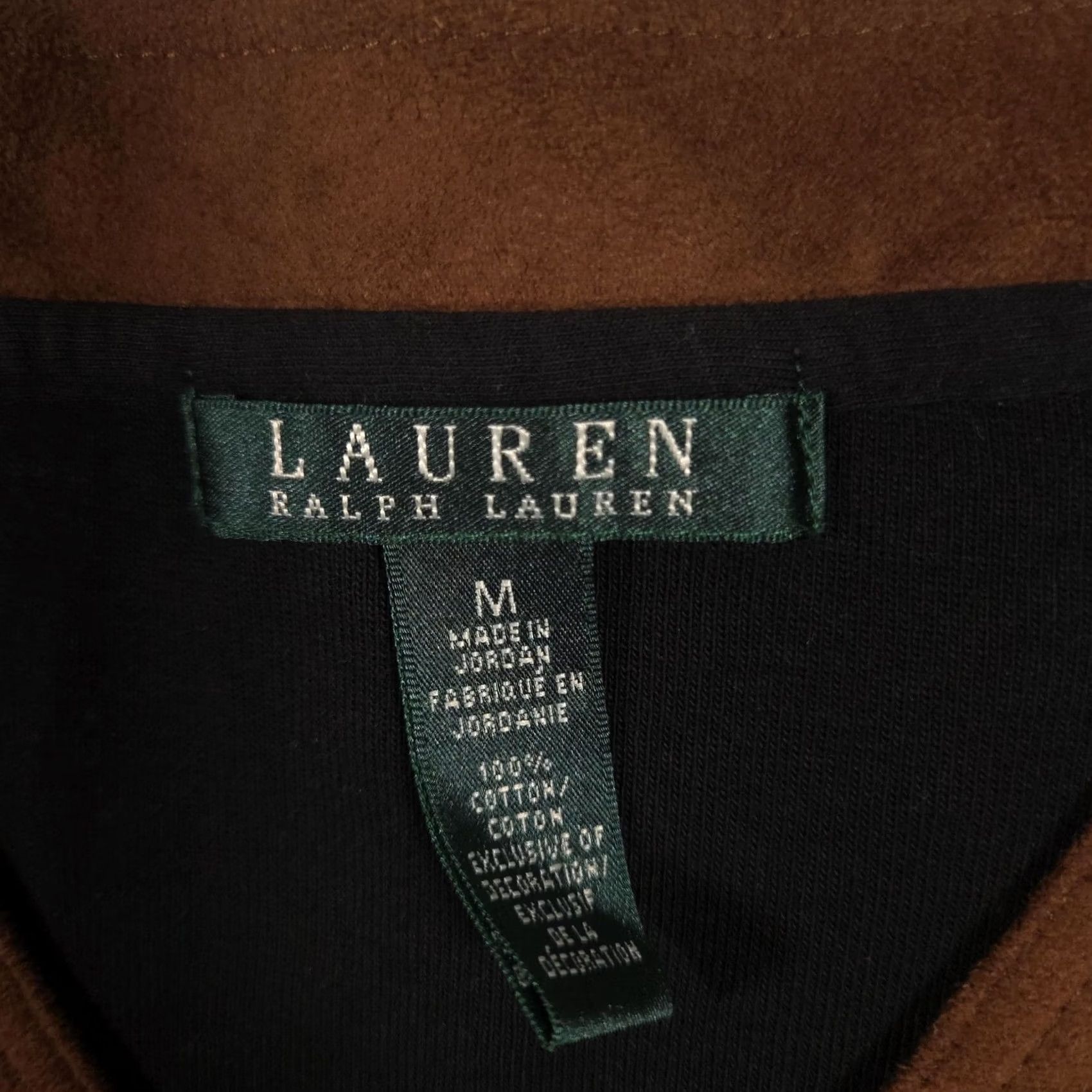 Ralph Lauren VINTAGE? No. Lauren Ralph Lauren Shirt Womens Medium Black Suede Trim 3/4 Sleeve Tunic Top Size M / US 6-8 / IT 42-44 - 5 Thumbnail