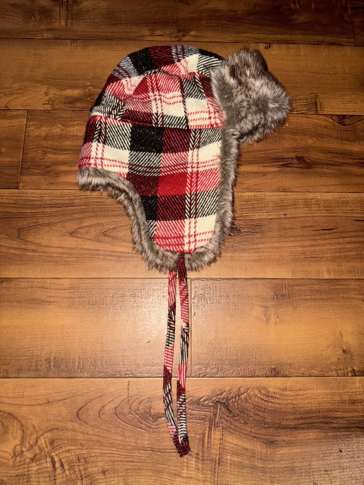 Designer × Other × Vintage Plaid Trapper Hat — Faux Fur L/XL Alt Winter Look Size ONE SIZE - 1 Thumbnail