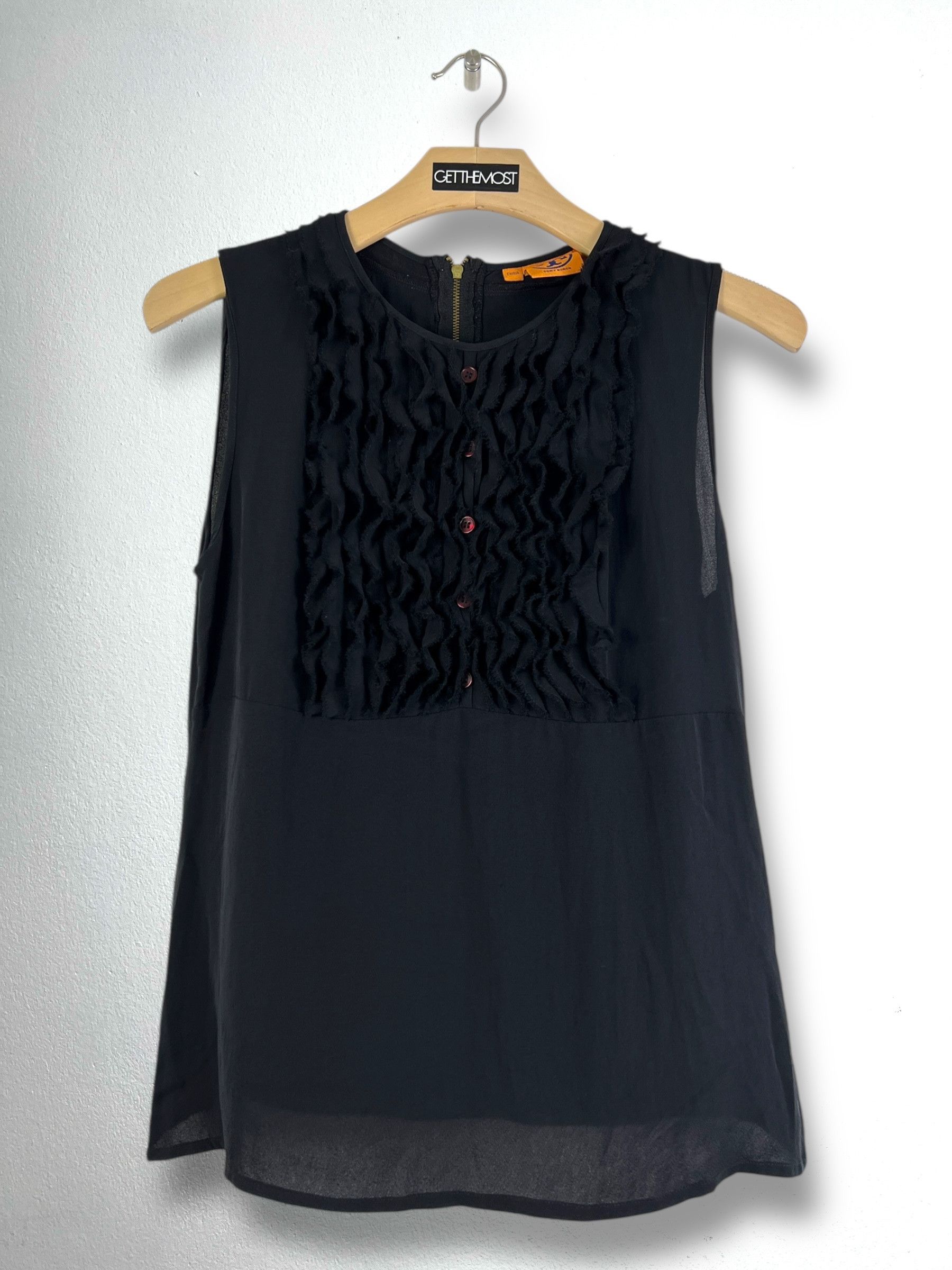 Tory Burch Tory Burch Sleeveless Ruffle Front Blouse (8) GTMP294 Size M / US 6-8 / IT 42-44 - 1 Thumbnail
