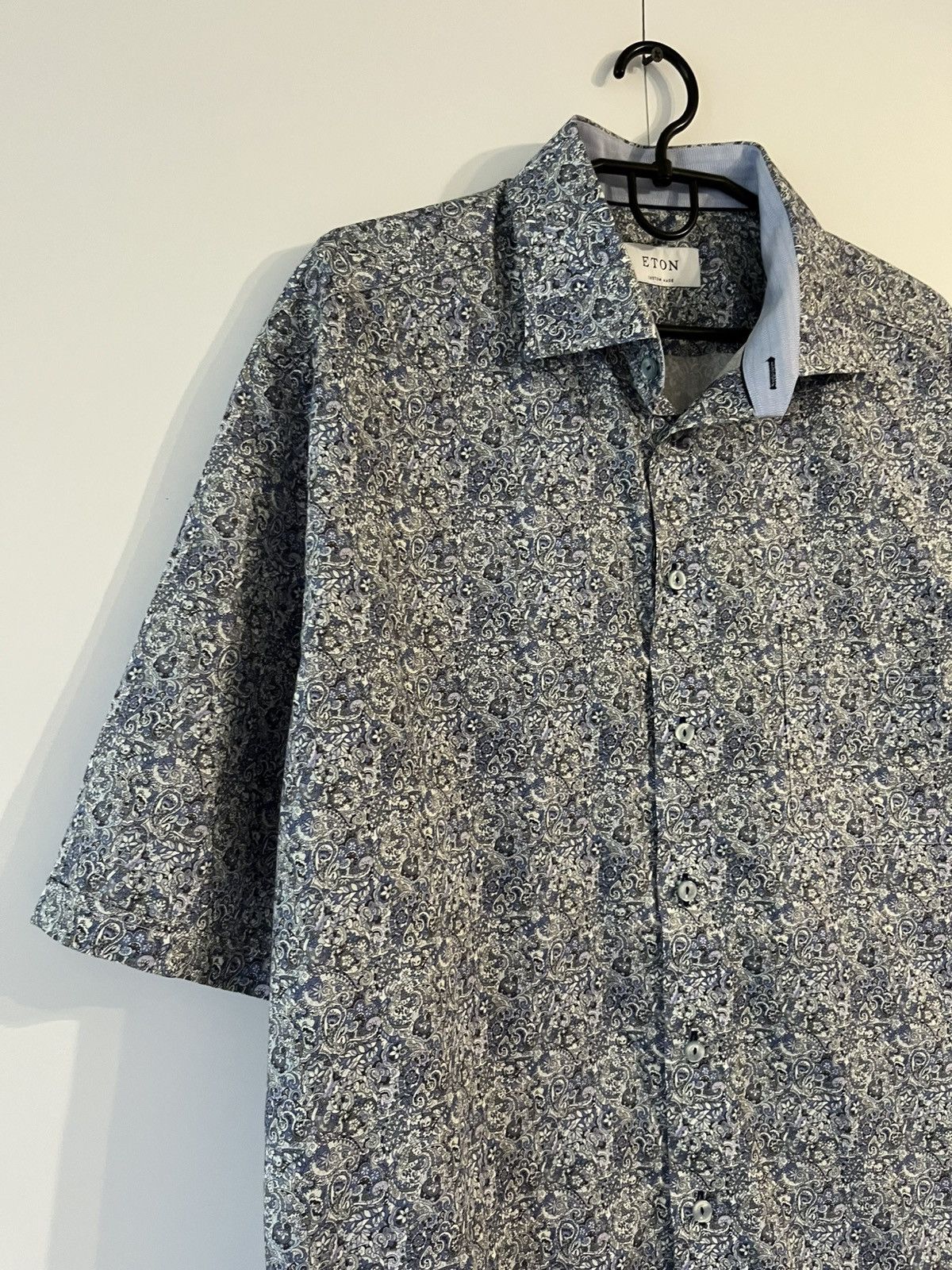 Eton Eton Cotton Paisley Short Sleeve Shirt Button Up Size US XXL / EU 58 / 5 - 2 Thumbnail