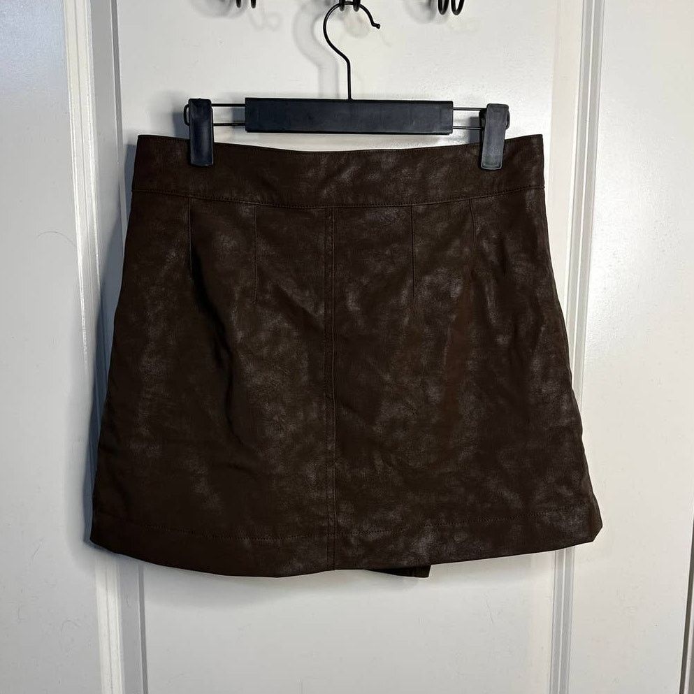 Other 21 Saints Brown Faux Suede Mini Wrap Skirt Size Medium Size 29" - 2 Thumbnail