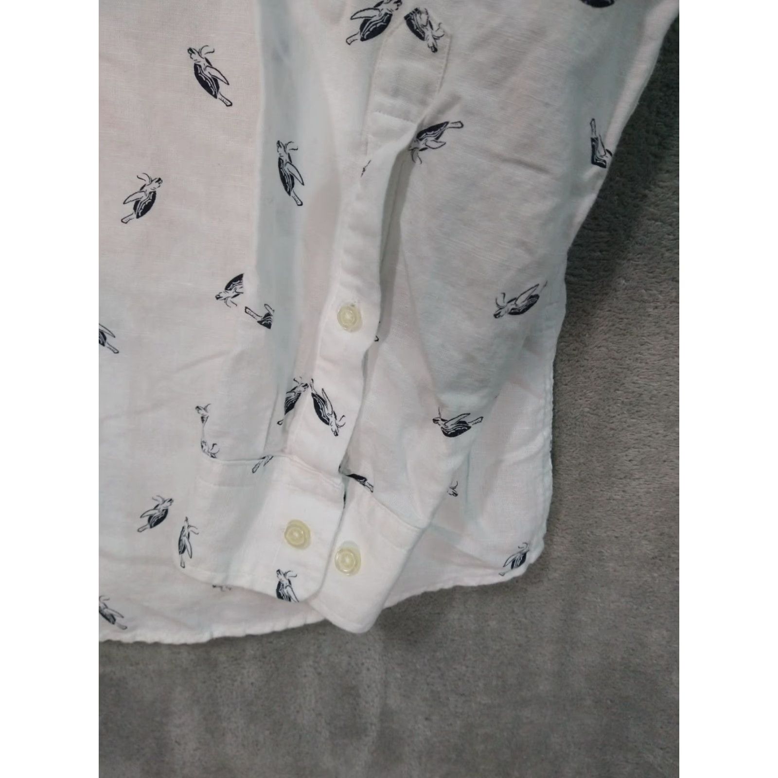 Banana Republic VINTAGE Banana Republic Shirt Mens XL White Linen Short Sleeve Slim Fit Turtles Size US XL / EU 56 / 4 - 3 Thumbnail