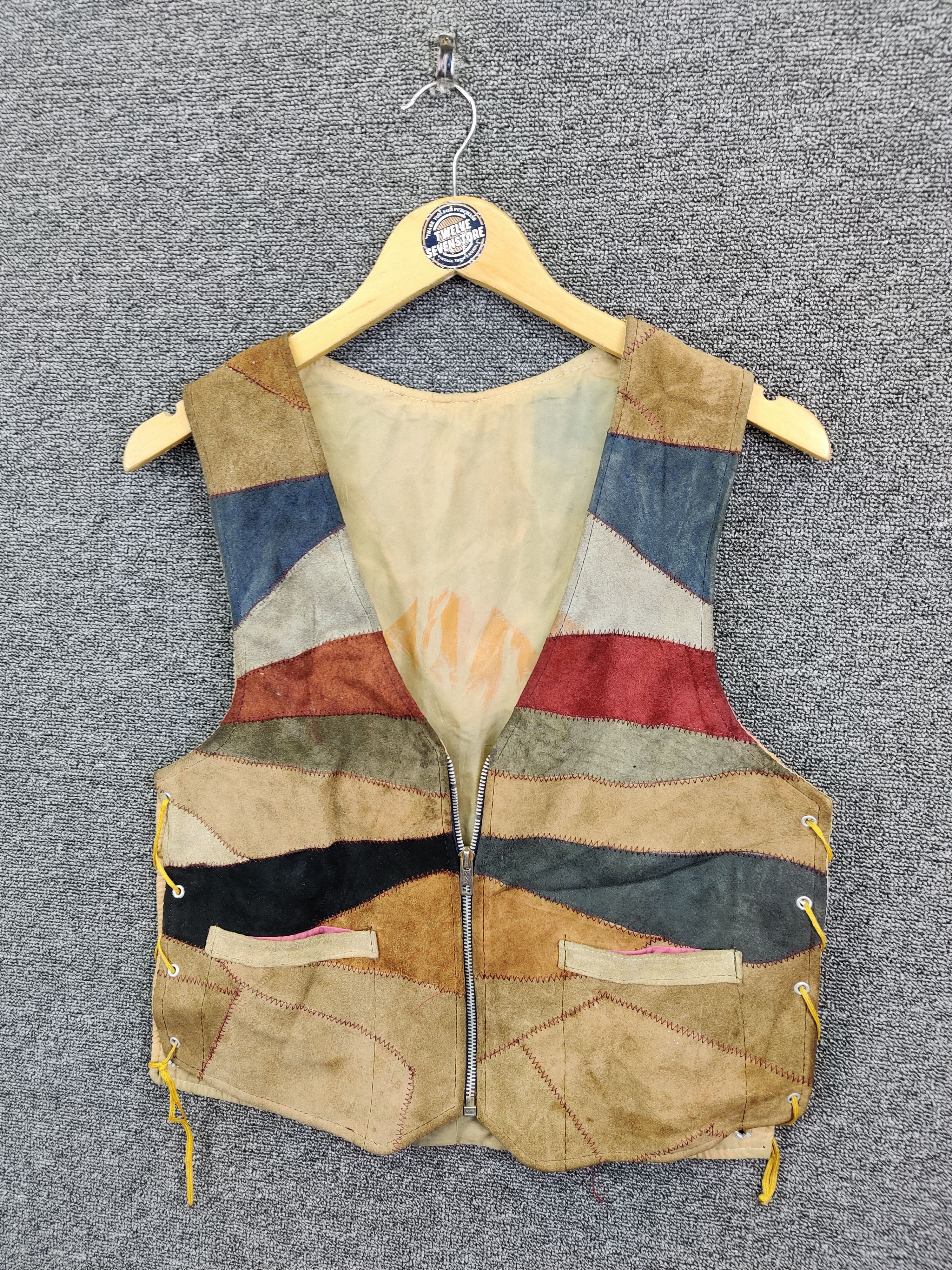 Genuine Leather Vintage Patchwork Suede Leather Vest Size US M / EU 48-50 / 2 - 2 Thumbnail