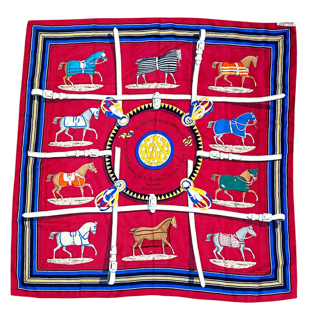 Hermes Hermès Scarf Couvertures Tenues Jour Horse Equestrian Silk Size ONE SIZE - 3 Thumbnail