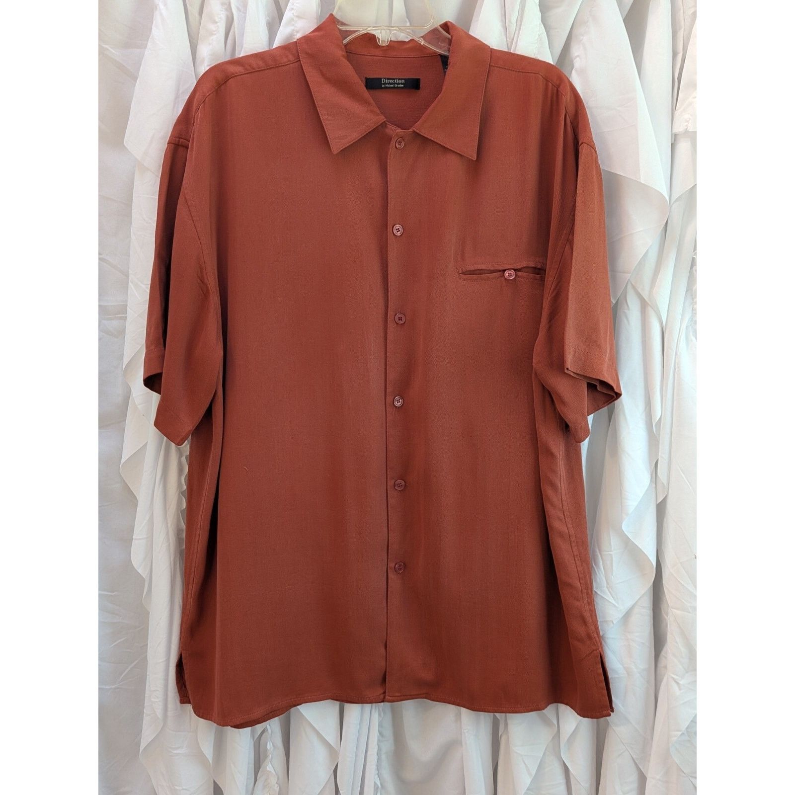 Other Direction Michael Brandon 100% Silk Orange Shirt Large Size US L / EU 52-54 / 3 - 1 Thumbnail