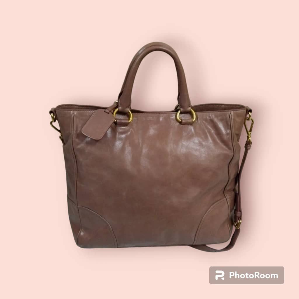 Prada Authentic Prada Leather Tote Shoulder Bag Size ONE SIZE - 2 Thumbnail