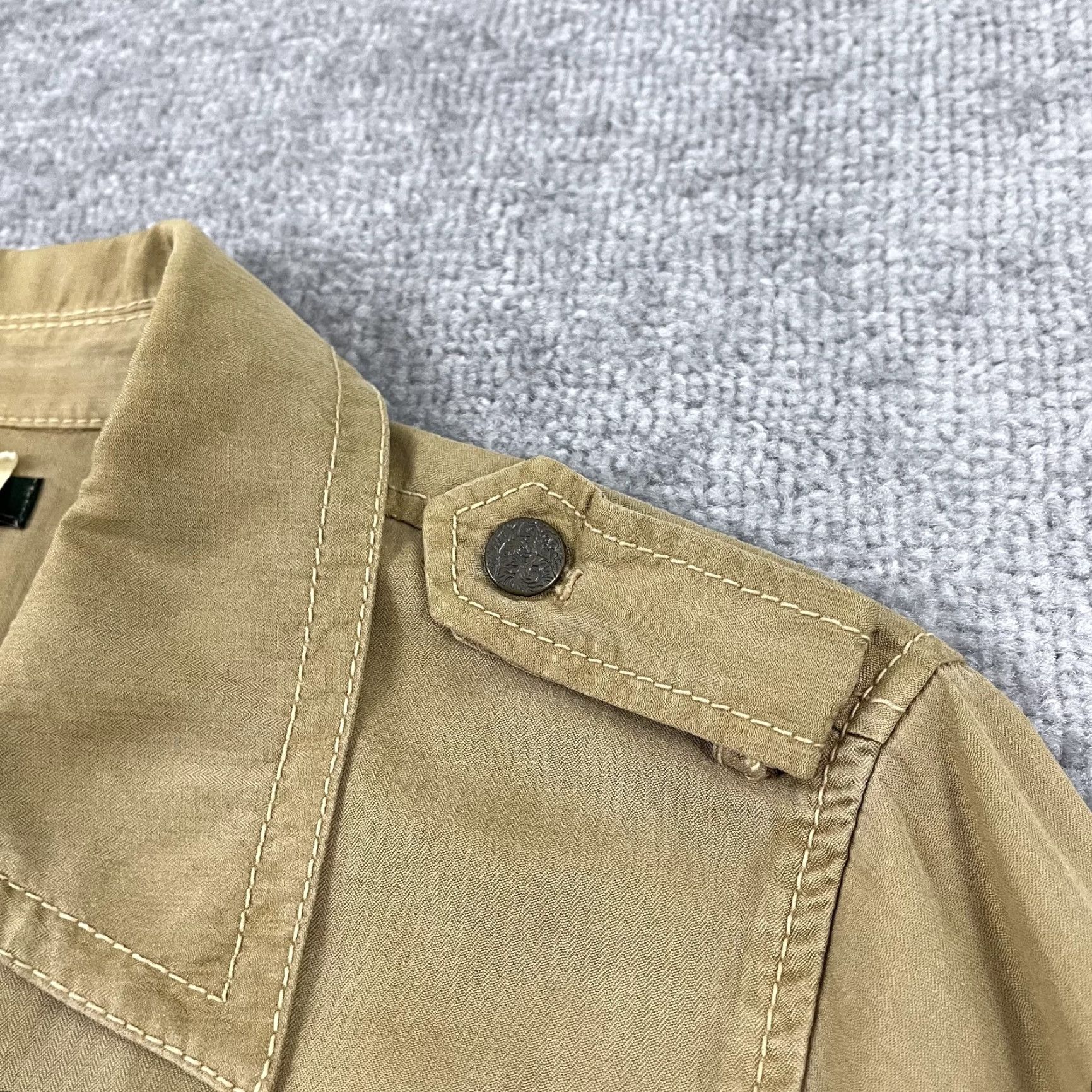 J.Crew J.CREW Shirt Womens Large Brown Silk Cotton Safari Button Up Pockets Epaulets Size M / US 6-8 / IT 42-44 - 6 Thumbnail