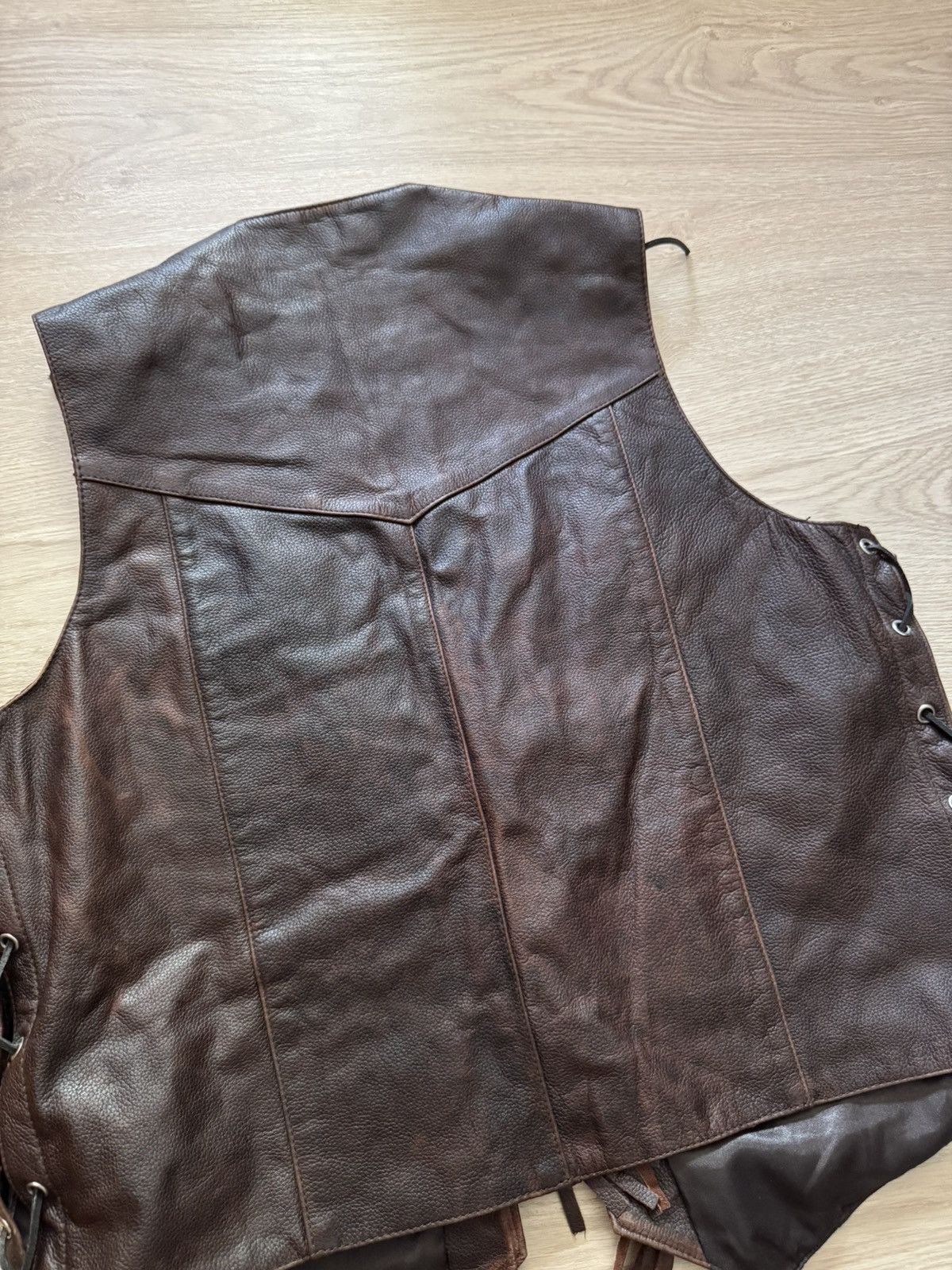 Genuine Leather Vintage 00’s Genuine Leather Brown Cowboy Western Vest Size US L / EU 52-54 / 3 - 7 Thumbnail