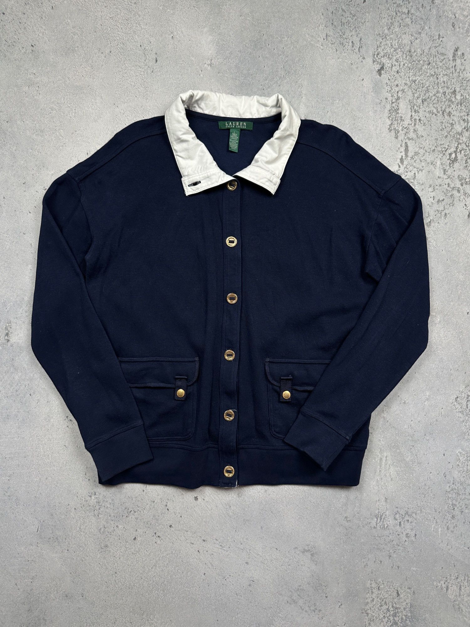 Lauren Ralph Lauren Vintage Lauren Ralph Lauren Lux Navy Cotton Cardigan Jacket Size L / US 10 / IT 46 - 1 Thumbnail