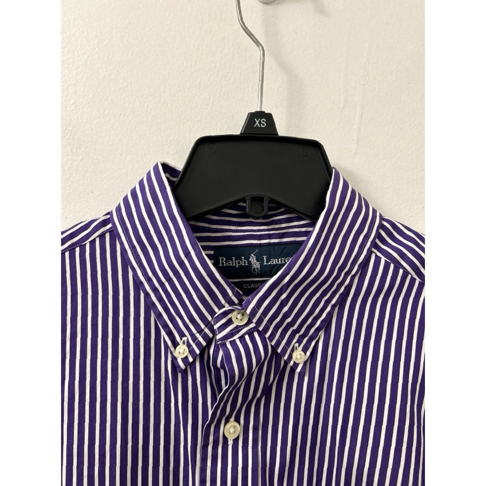 Ralph Lauren VINTAGE Ralph Lauren Shirt Mens L Purple White Striped Oxford Classic Button Down Size US L / EU 52-54 / 3 - 5 Thumbnail