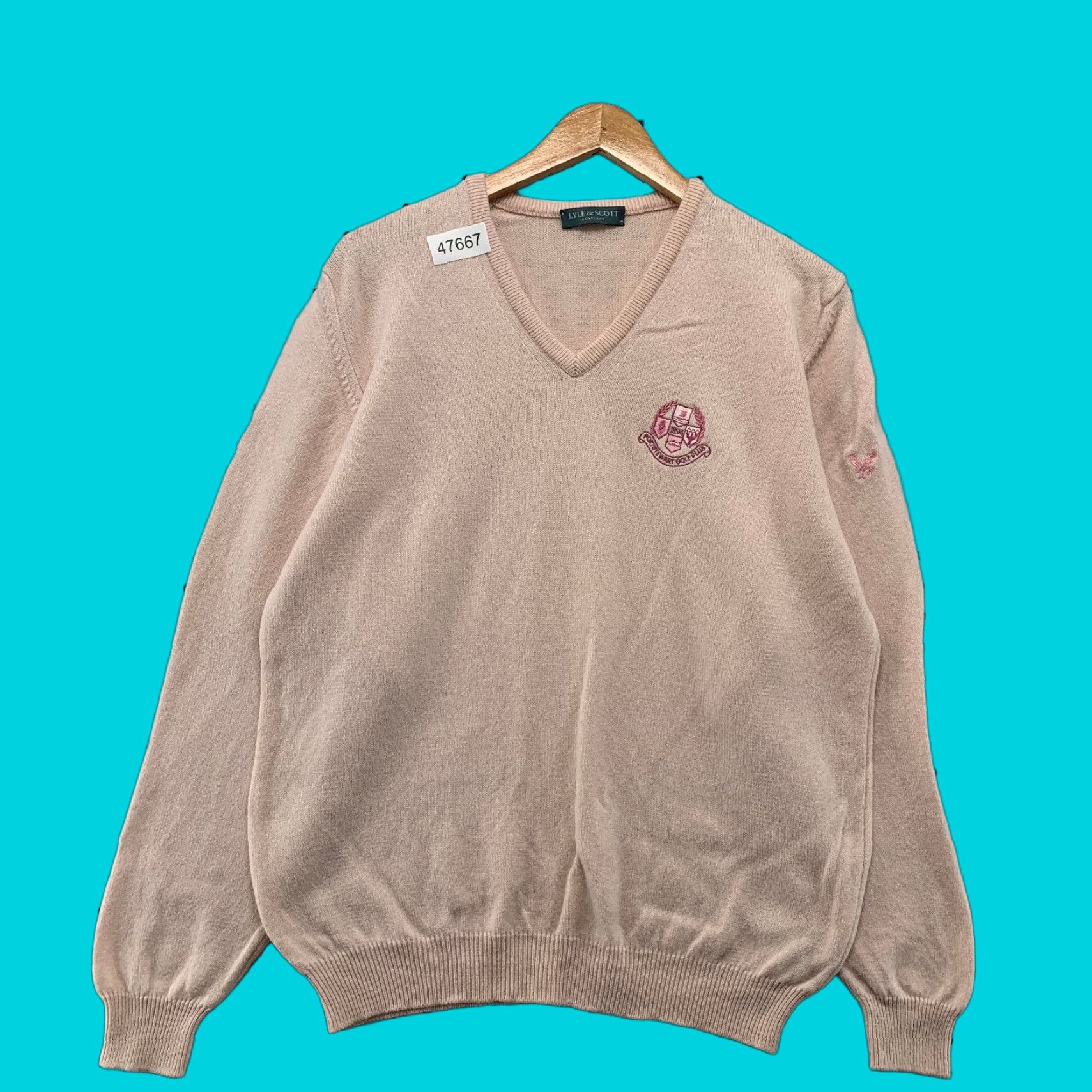 Lyle & Scott Lyle & Scott Wool Pullover Sweater Mens Large Pink V Neck Portstewart Scotland Size US L / EU 52-54 / 3 - 1 Thumbnail