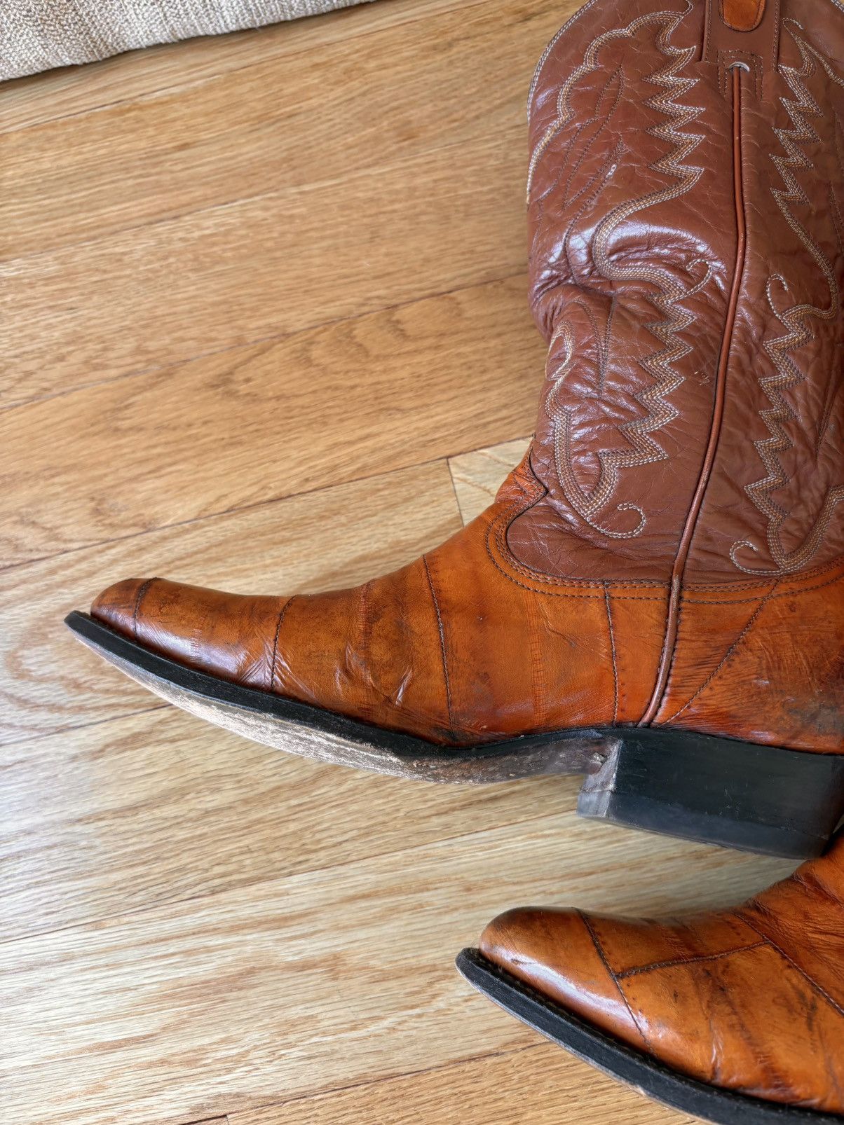 Other Montana Vintage 90s Eel Skin Cowboy Boots Tan Western 9 E Size US 9 / EU 42 - 7 Thumbnail