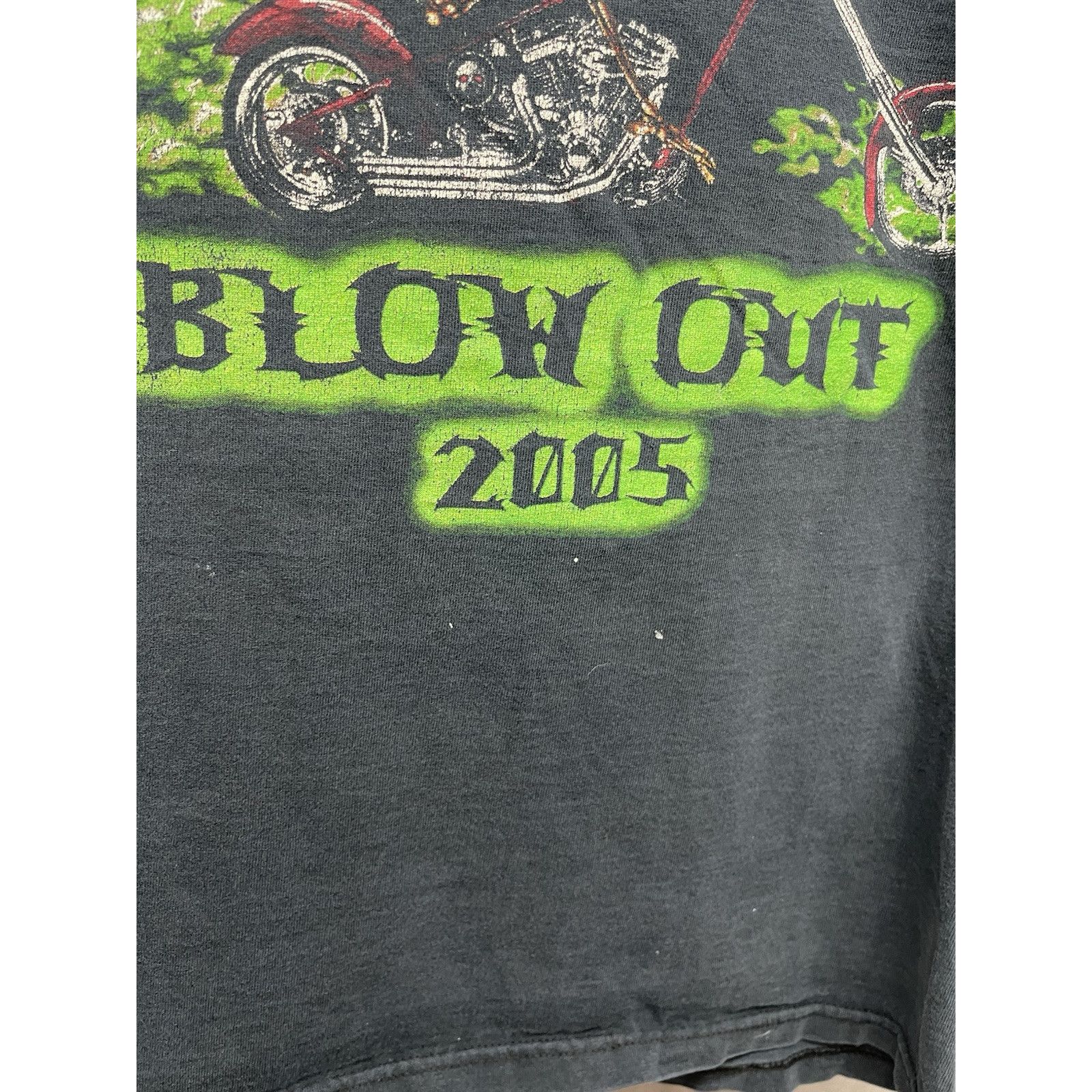 Hanes Vintage 2005 Y2K Gulfport Blowout Green Skull Flame Biker Sk Size US L / EU 52-54 / 3 - 7 Thumbnail