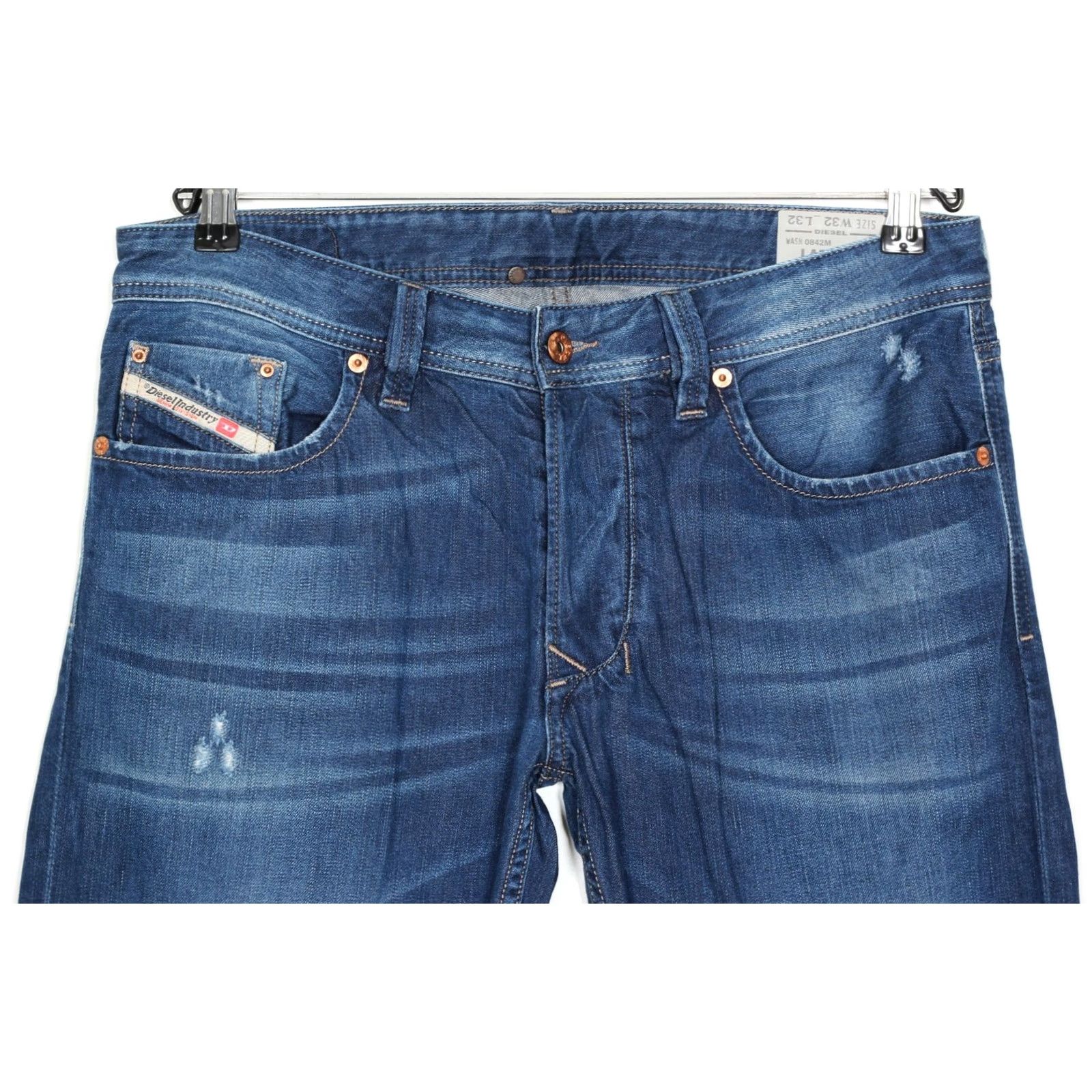 Diesel DIESEL LARKEE 0842M Jeans Men Regular Straight 32x32 DZ7144 Blue Size US 32 / EU 48 - 2 Thumbnail