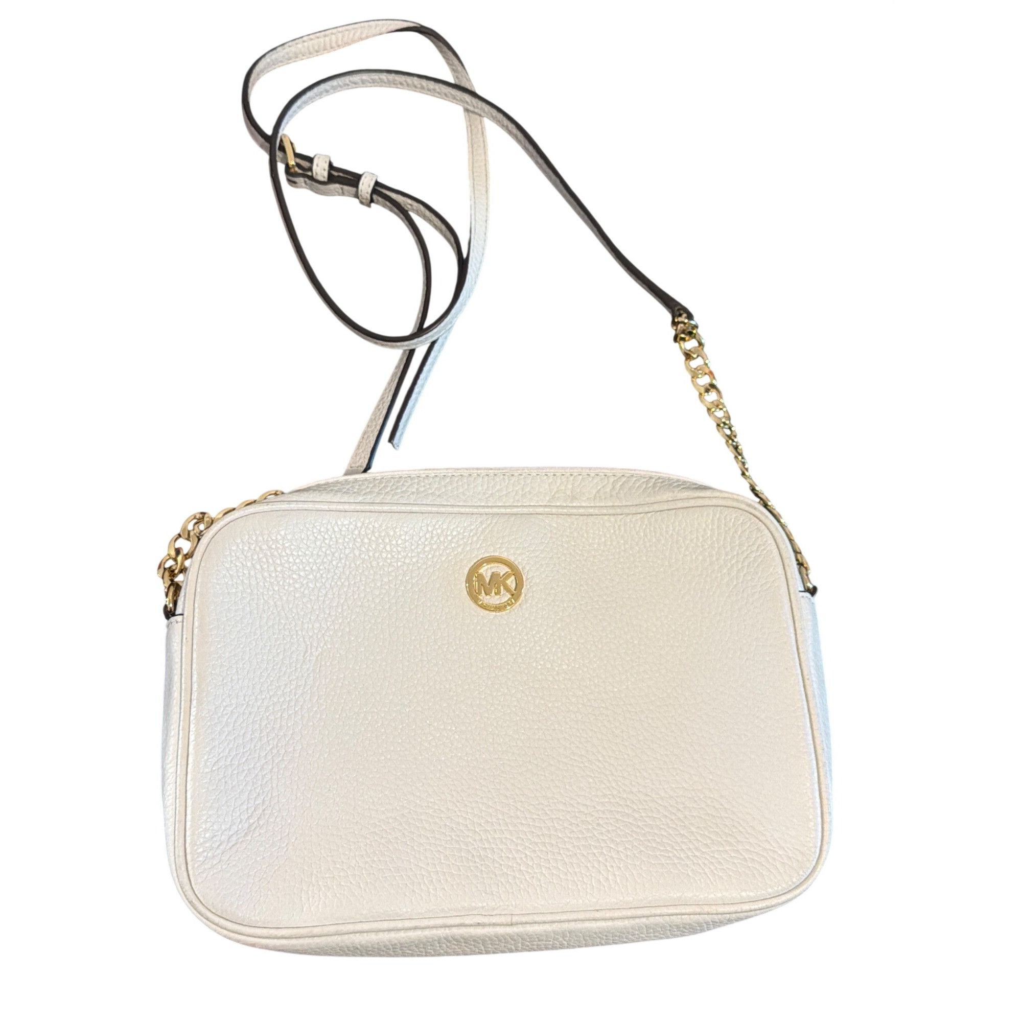 Michael Kors Michael Kors White Pebbled Leather Crossbody Bag Gold Tone H Size ONE SIZE - 1 Thumbnail