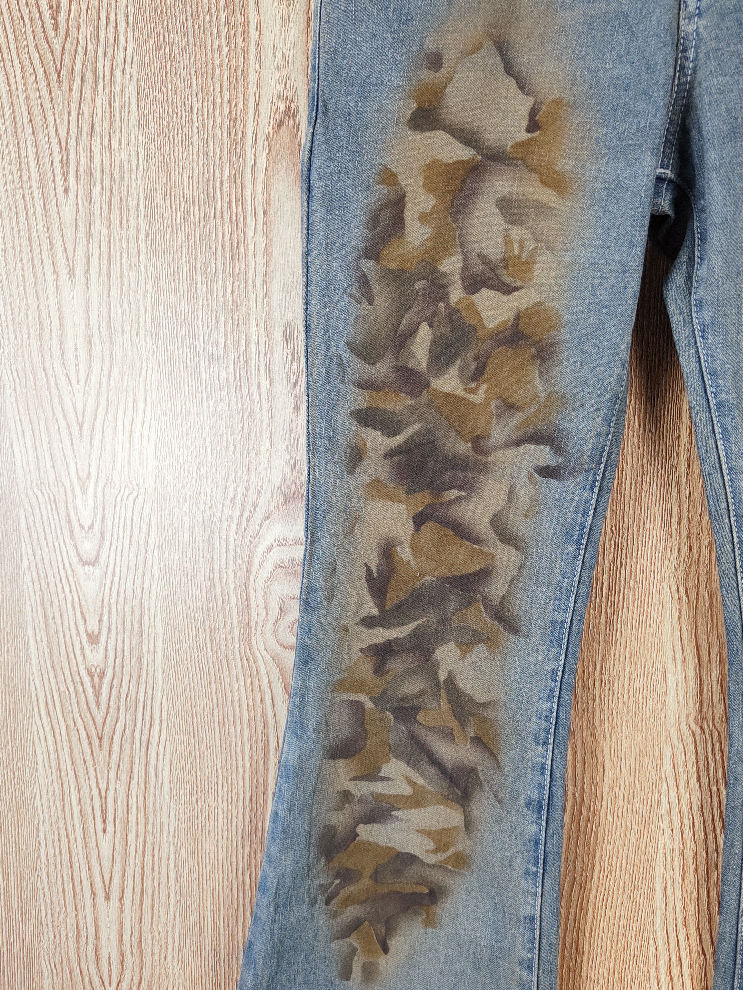 Japanese Brand Penty's Blue Distressed Ripped Boot Cut Jeans #W344 Size 26" / US 2 / IT 38 - 3 Thumbnail