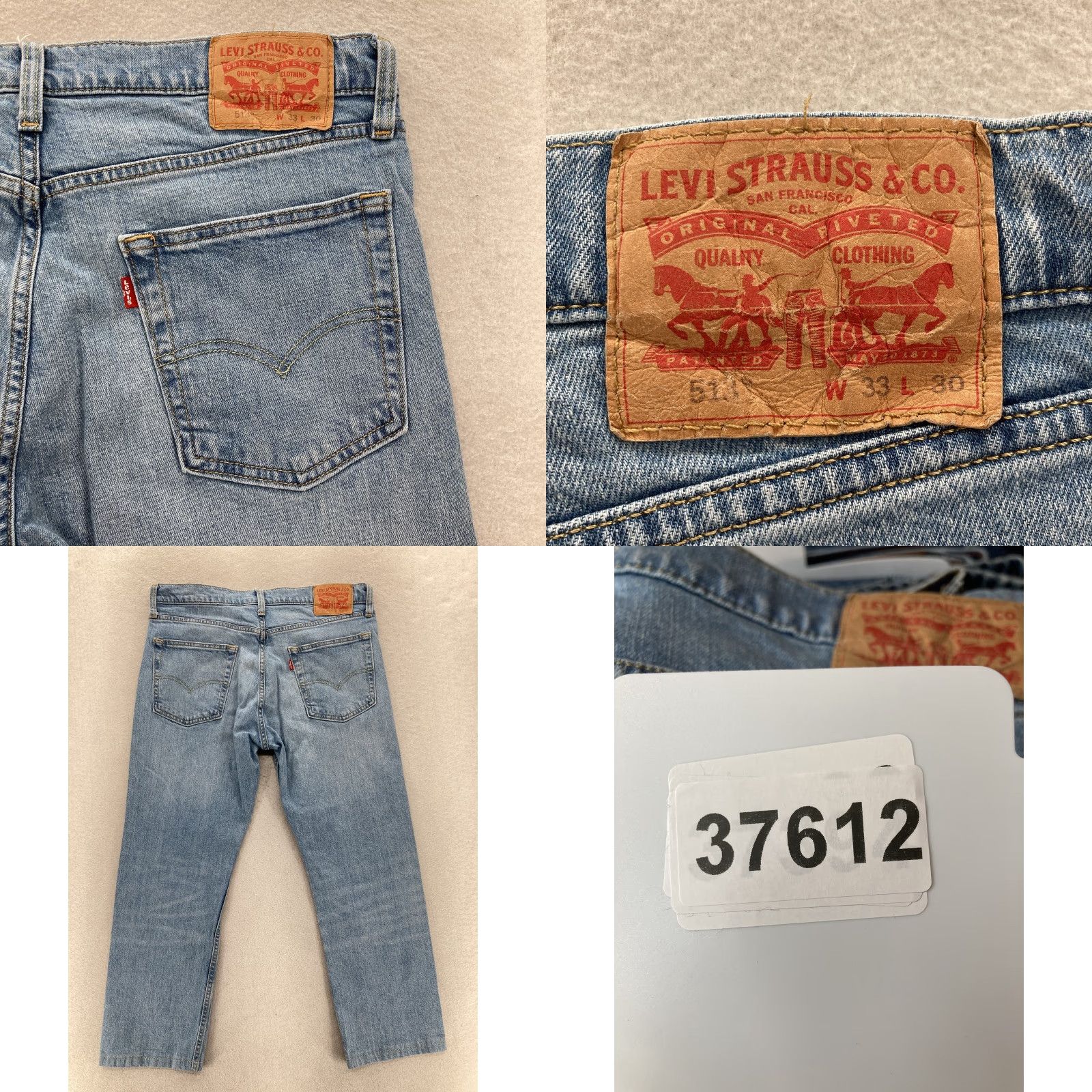 Levi's VINTAGE Levis 513 Jeans Mens 33x27 Slim Fit Stretch Straight Leg Medium Wash Blue Denim Size US 33 - 9 Thumbnail