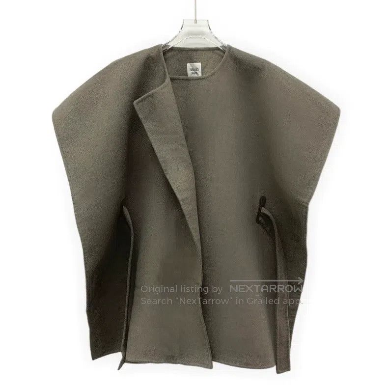 Hermes Hermes Gray-brown cashmere belted cape coat Size XXS / US 00 / IT 34 - 1 Thumbnail
