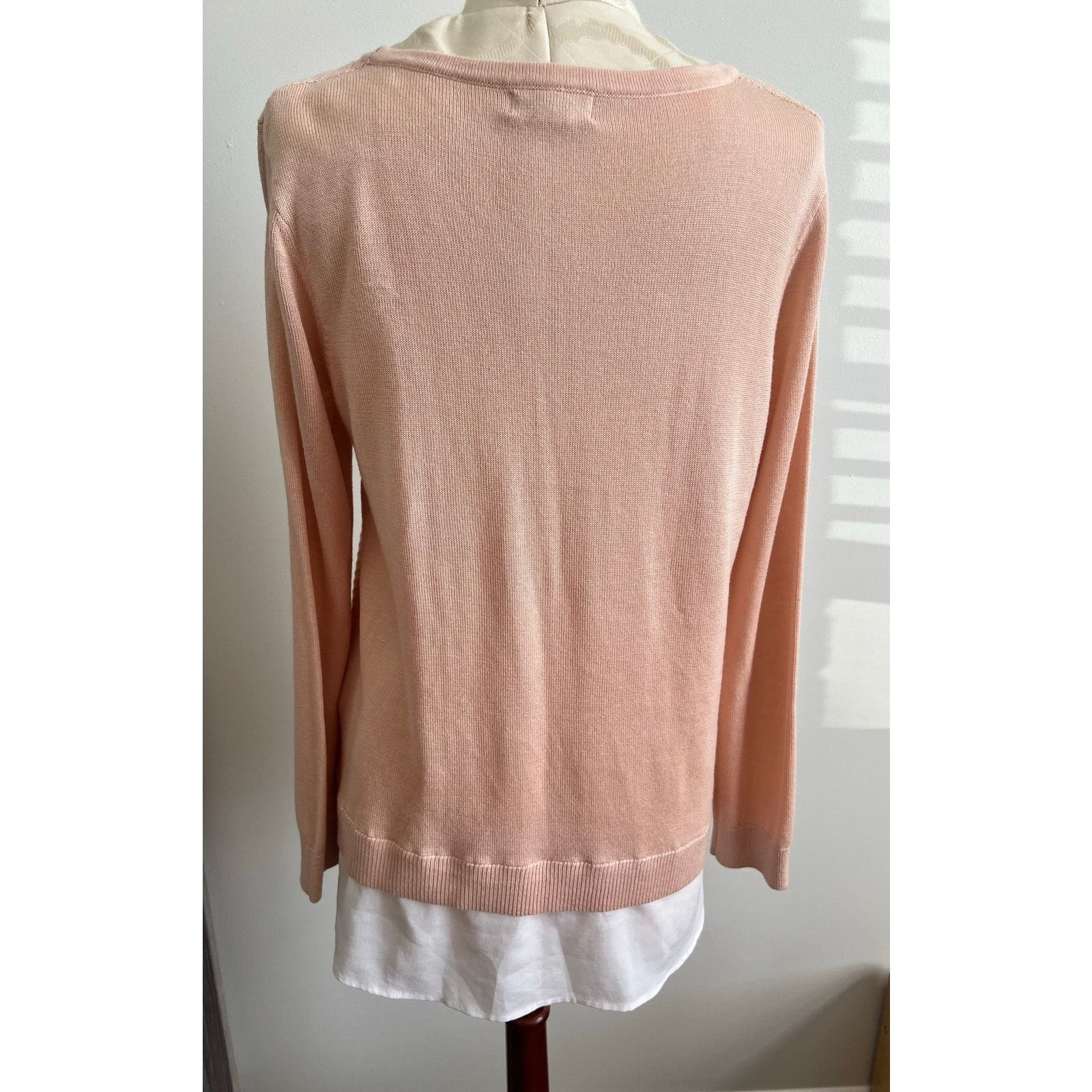 Calvin Klein Calvin Klein Peach Chevron Layered Knit Sweater Medium Size M / US 6-8 / IT 42-44 - 6 Thumbnail