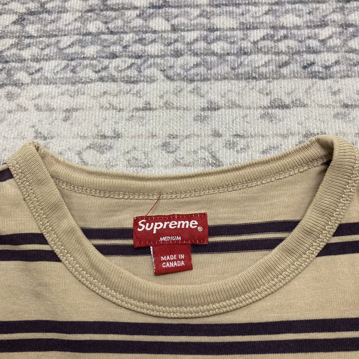 Supreme Distress Supreme Brown Stripes Pocketed Tees Size US M / EU 48-50 / 2 - 11 Thumbnail