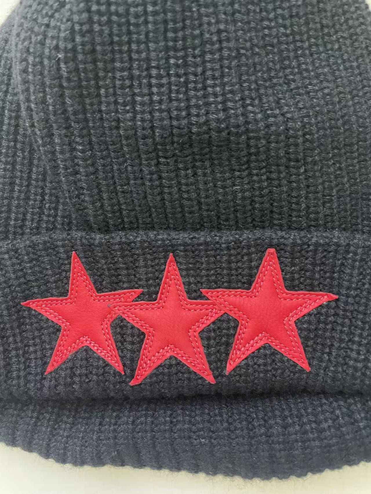 Chrome Hearts Chrome Hearts Black Cashmere Star Leather Patch Beanie Size ONE SIZE - 3 Thumbnail