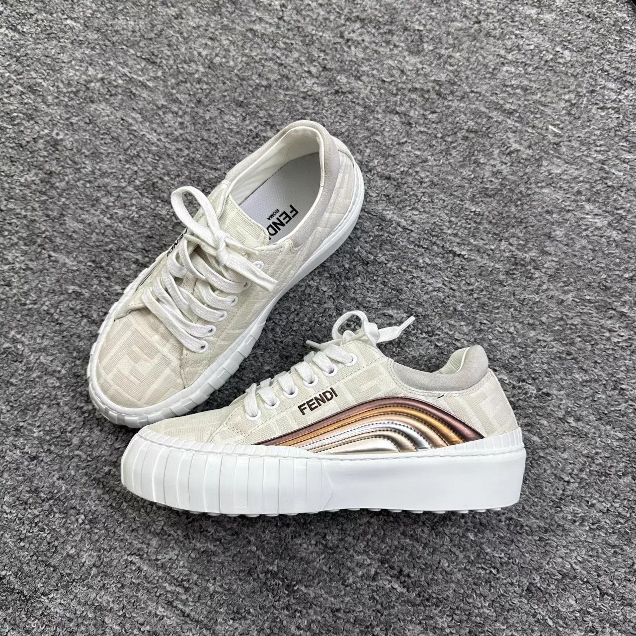 Fendi Fendi All-Over Logo White Platform Sneakers K12 Size US 6.5 / IT 36.5 - 1 Thumbnail