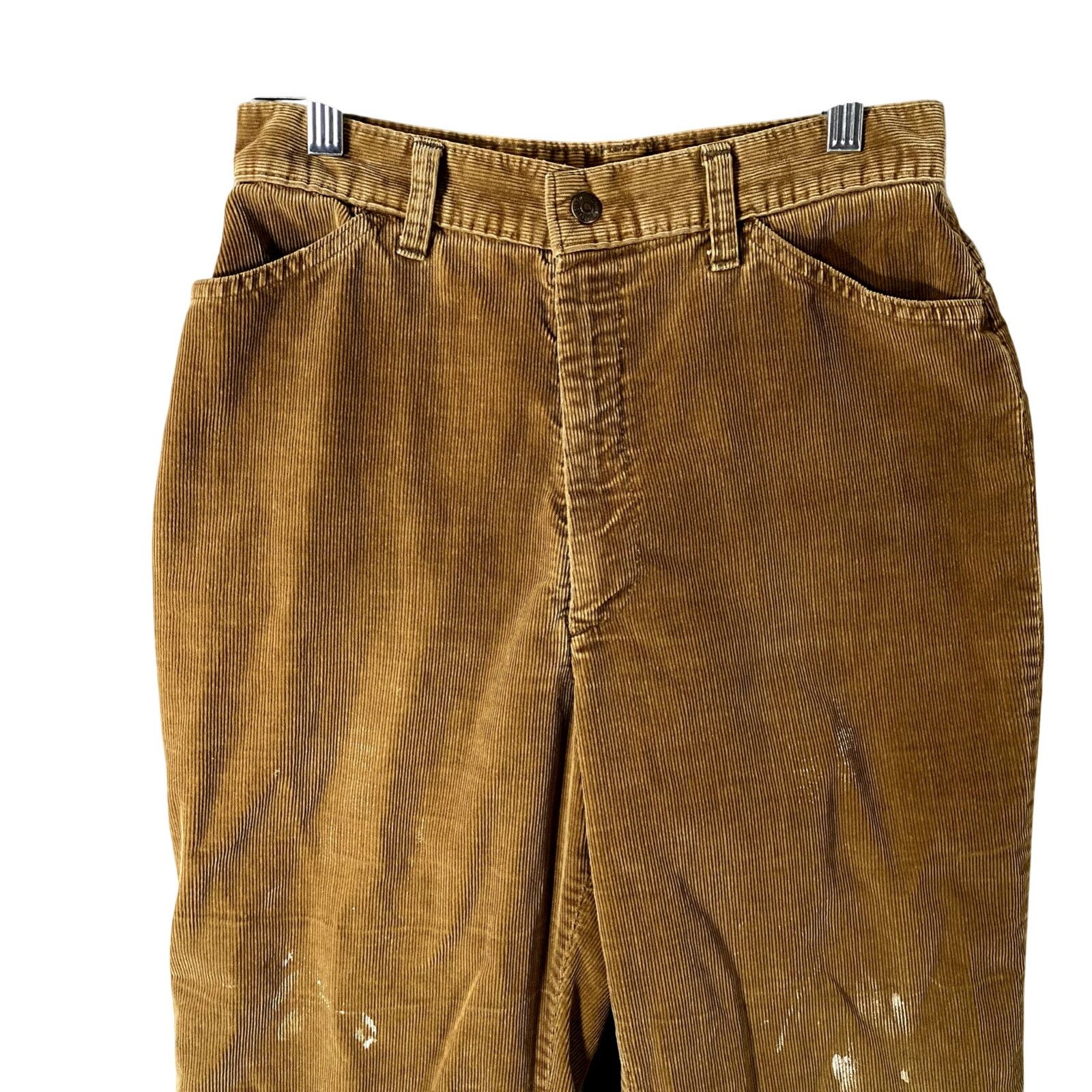 Levi's Vtg 70s Levis MF Corduroy Distressed Brown Tab Pants Mens 12 Size US 28 / EU 44 - 2 Thumbnail